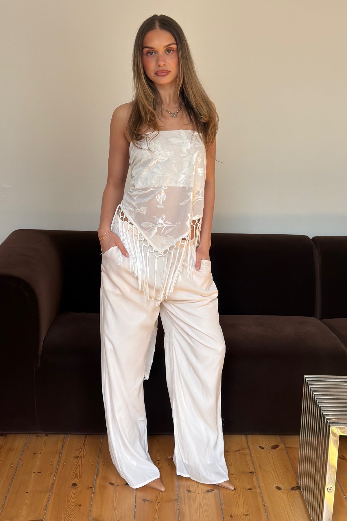 Olivera Fringe Scarf Set White