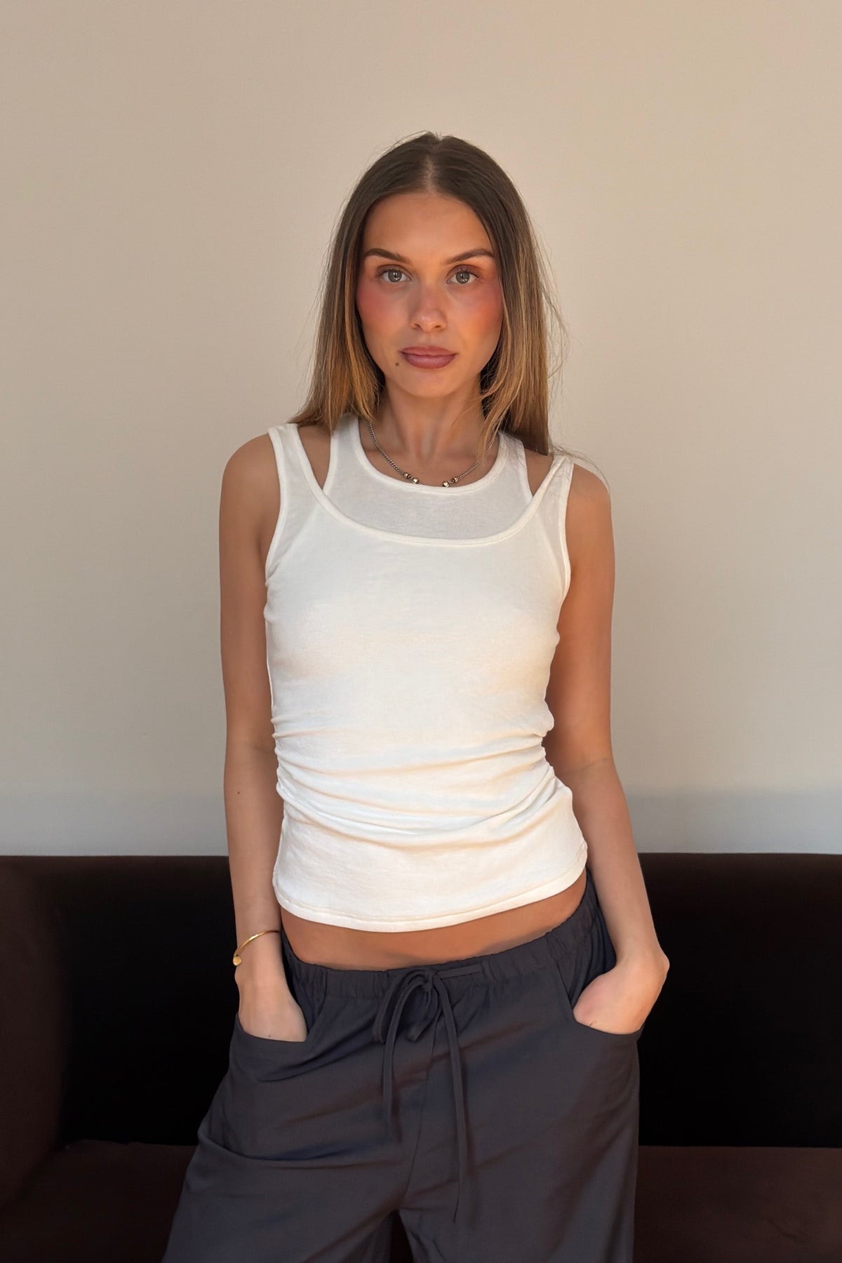 Jaida Layered Tank White