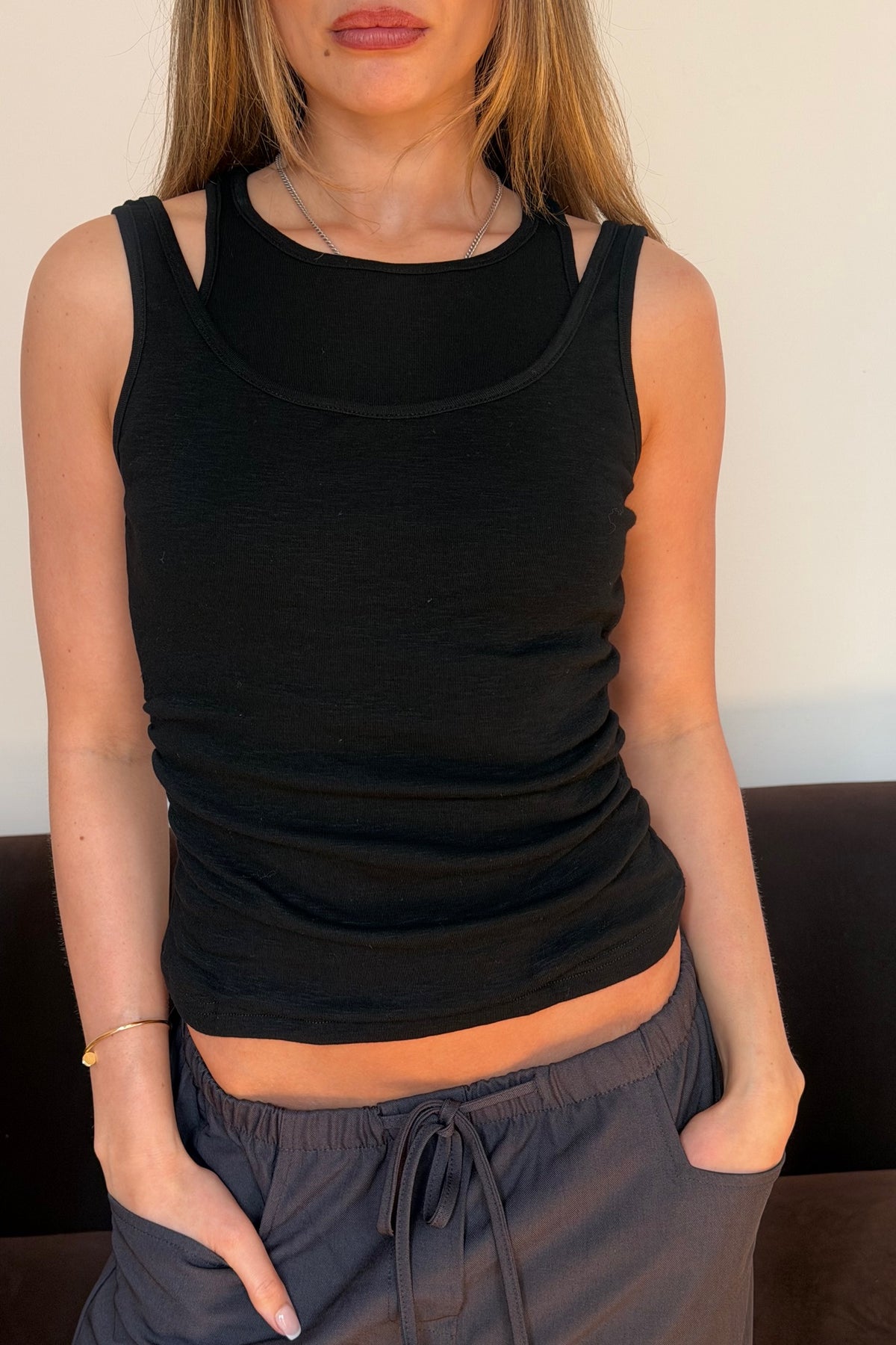 Jaida Layered Tank Black