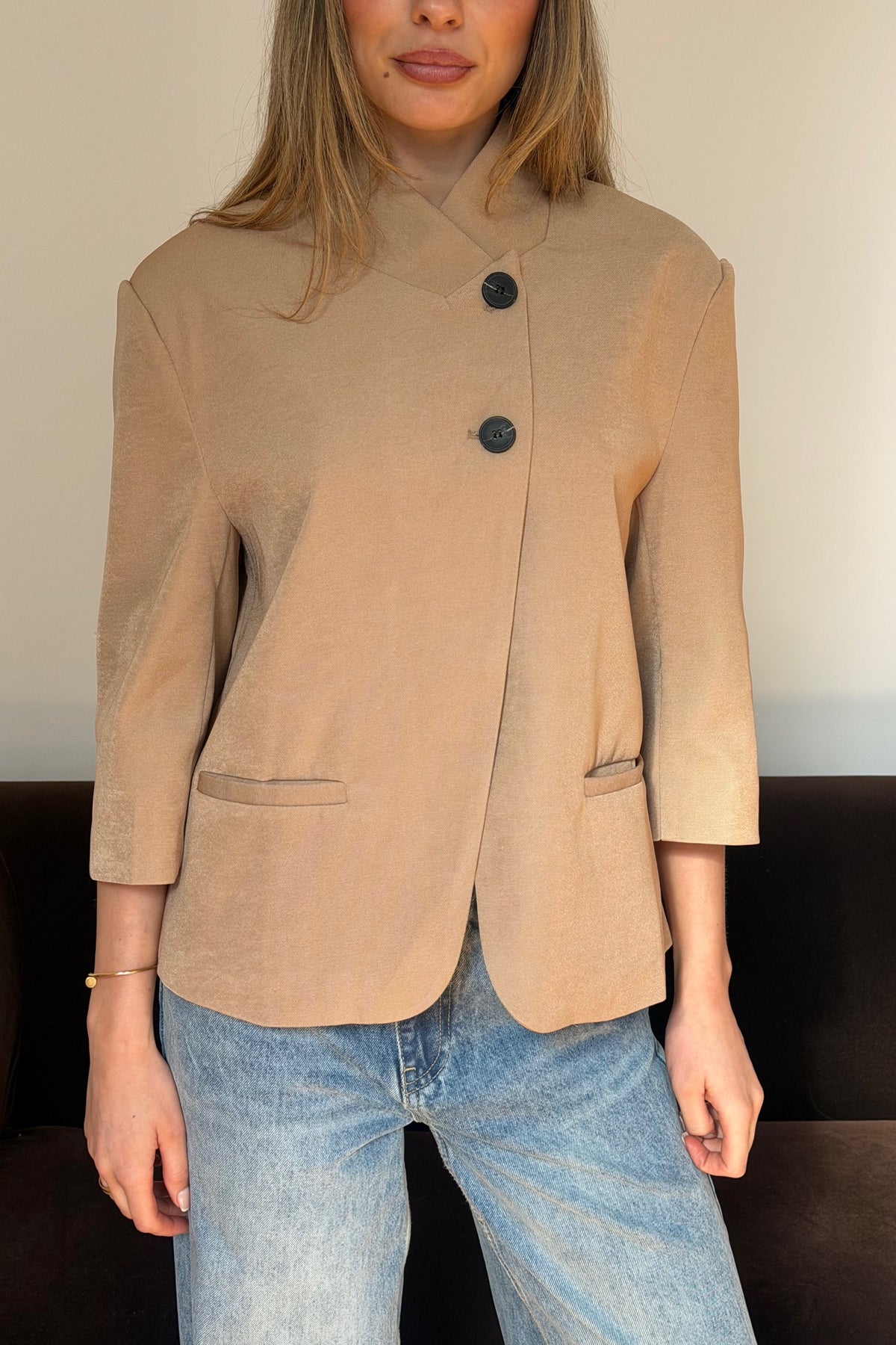 Aspen 3/4 Sleeve Blazer Stone