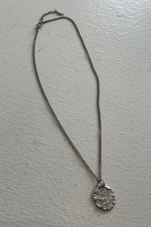 NTH Battered Pendant Necklace Silver