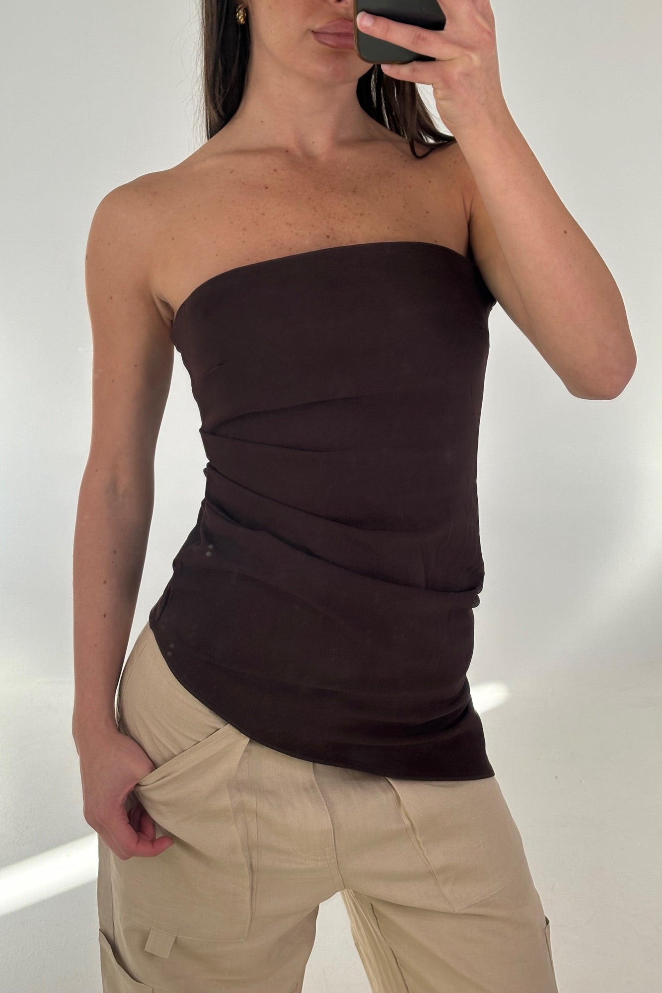 Mariah Strapless Top Chocolate