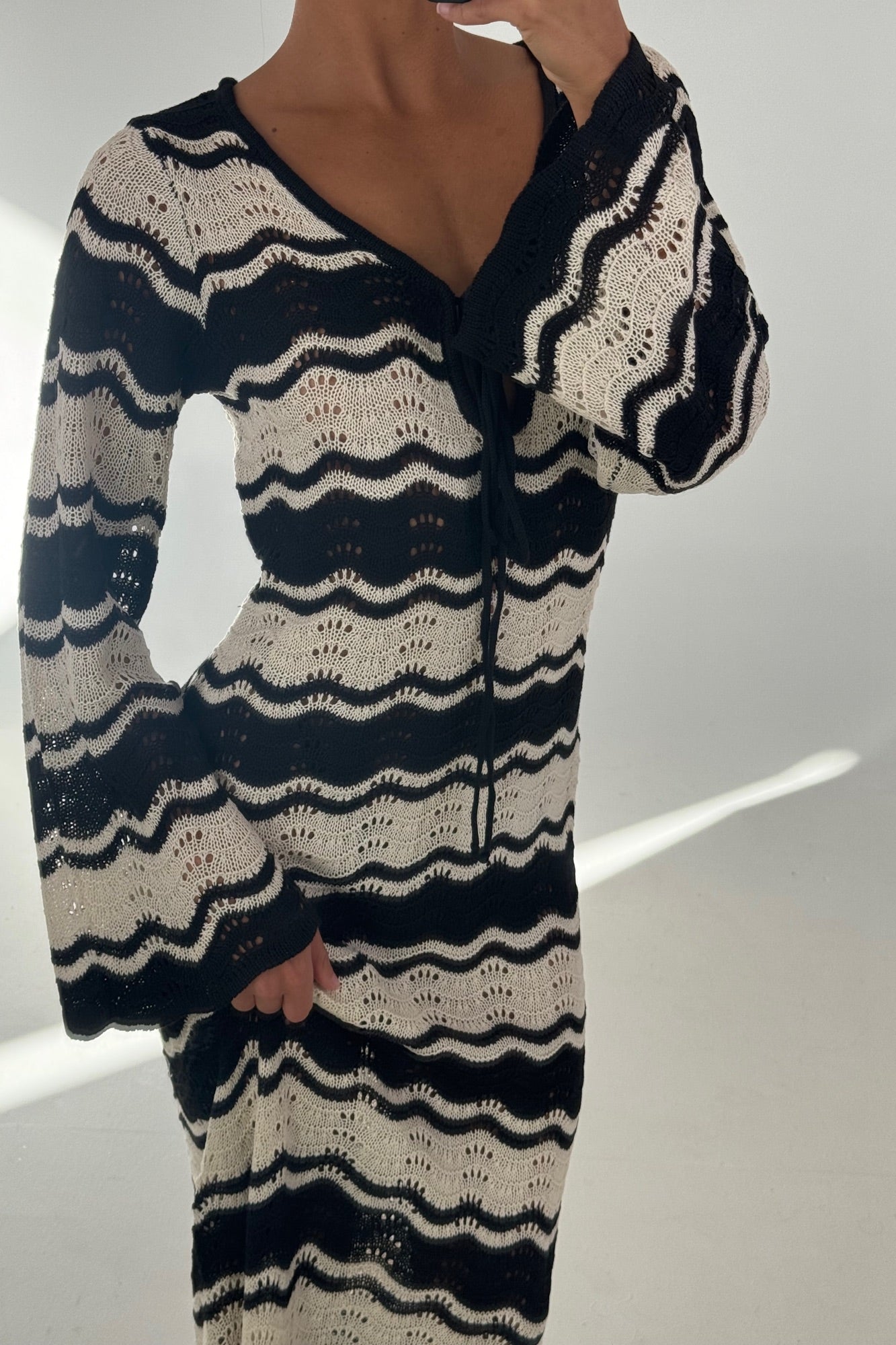 Aria Maxi Dress Black/Beige
