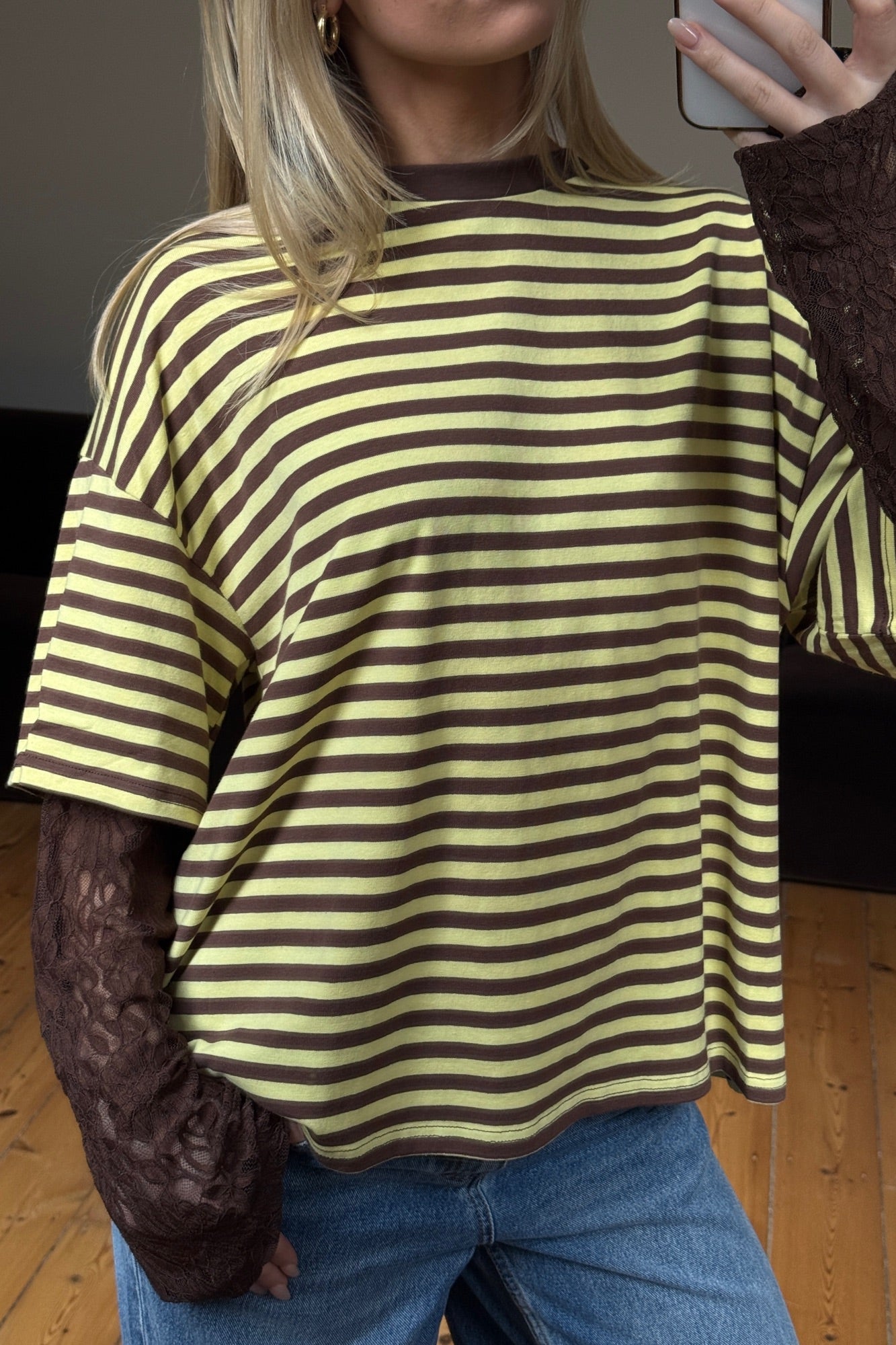 Rommy Lace Tee Honey Stripe