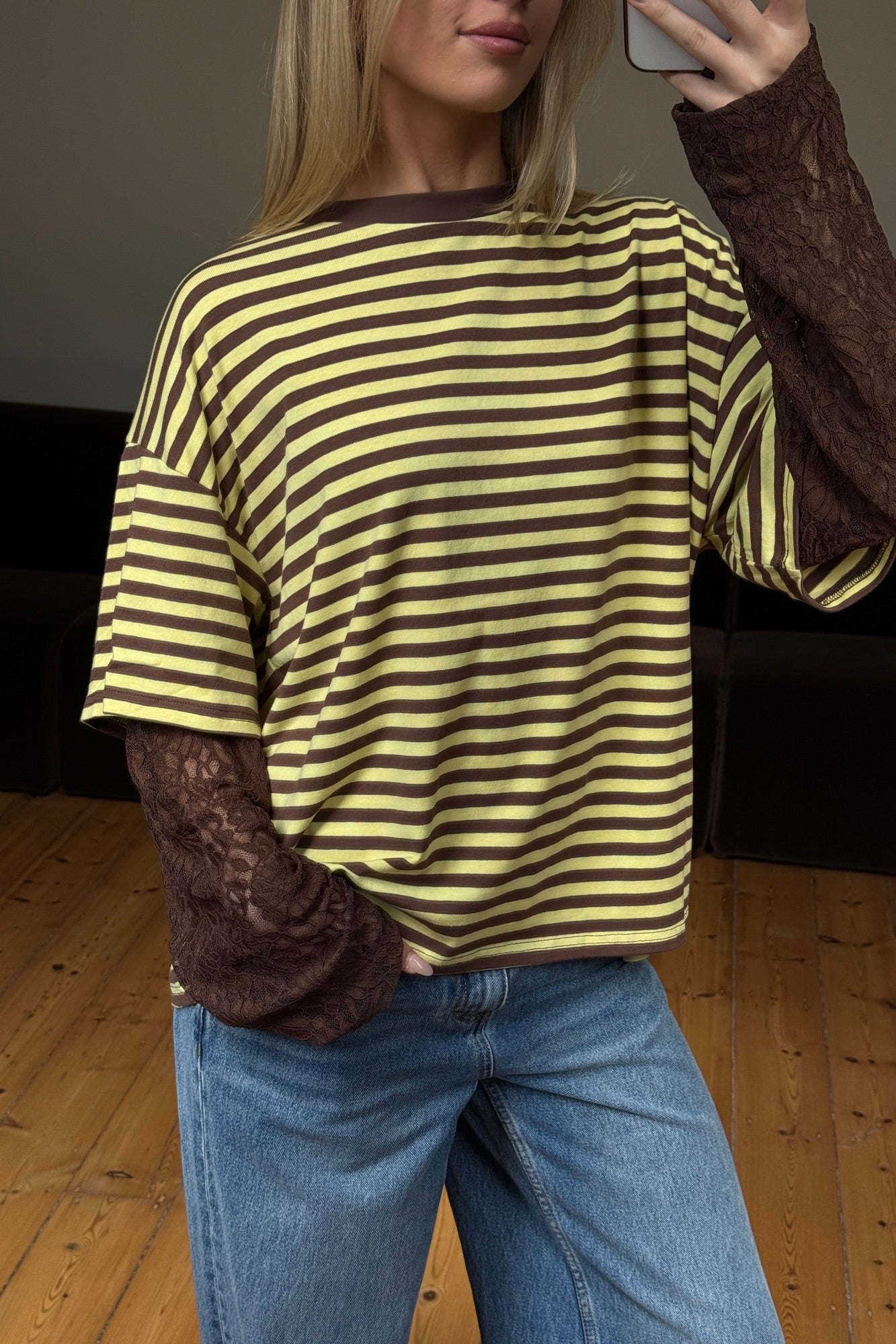 Rommy Lace Tee Honey Stripe