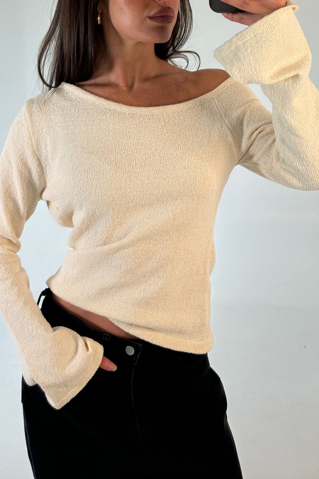 Hannah Long Sleeve Top Cream