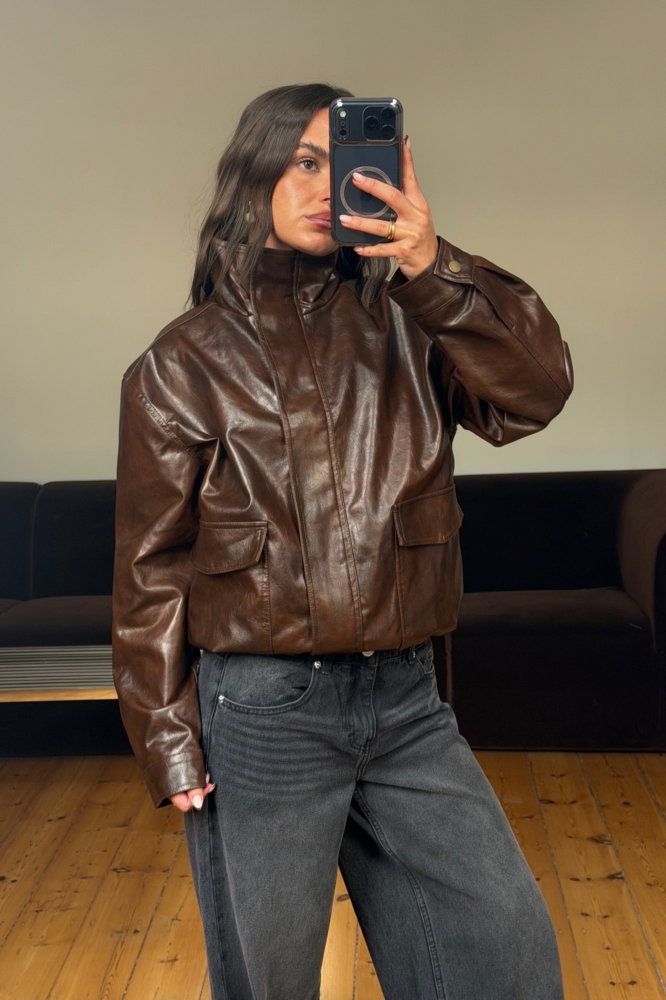 August Funnel Neck Jacket Chocolate