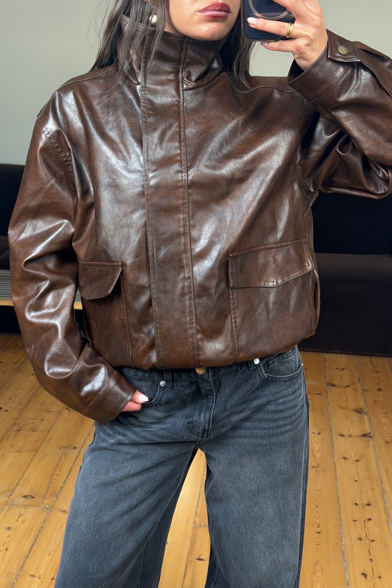 August Funnel Neck Jacket Chocolate