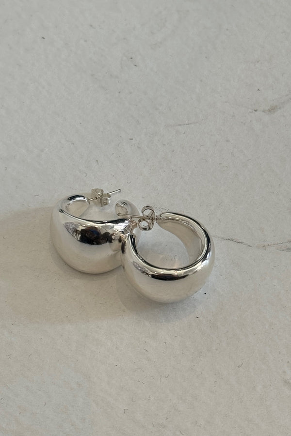 Dome Huggie Earrings Silver