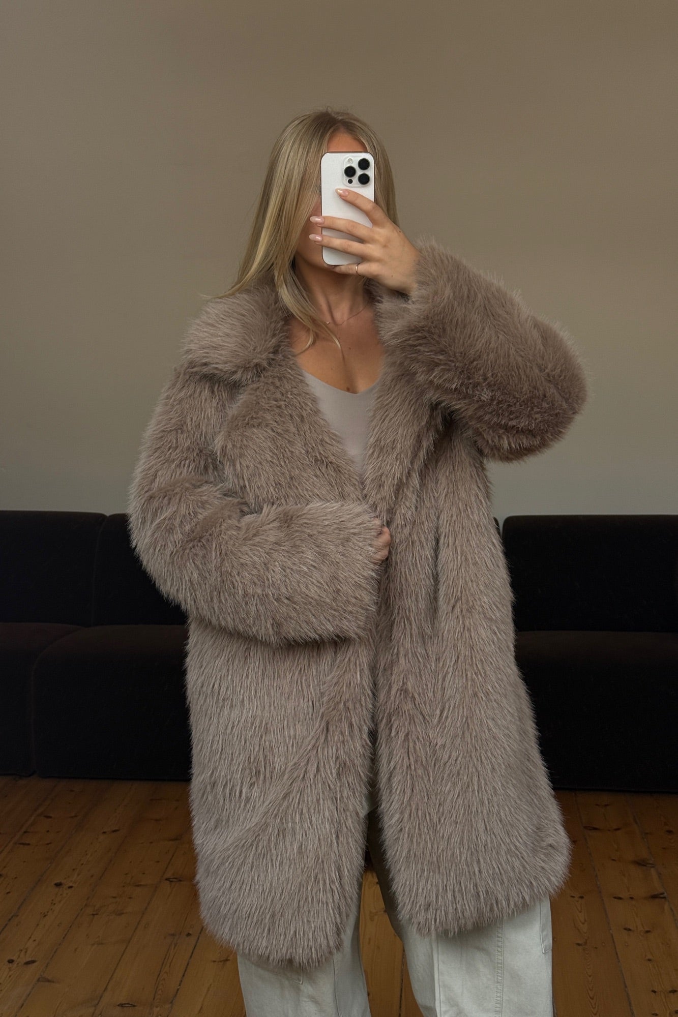 Marli Faux Fur Coat Latte