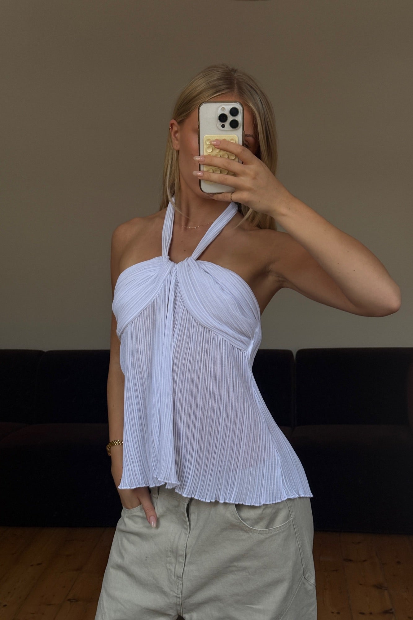 Maddison Halter Top White