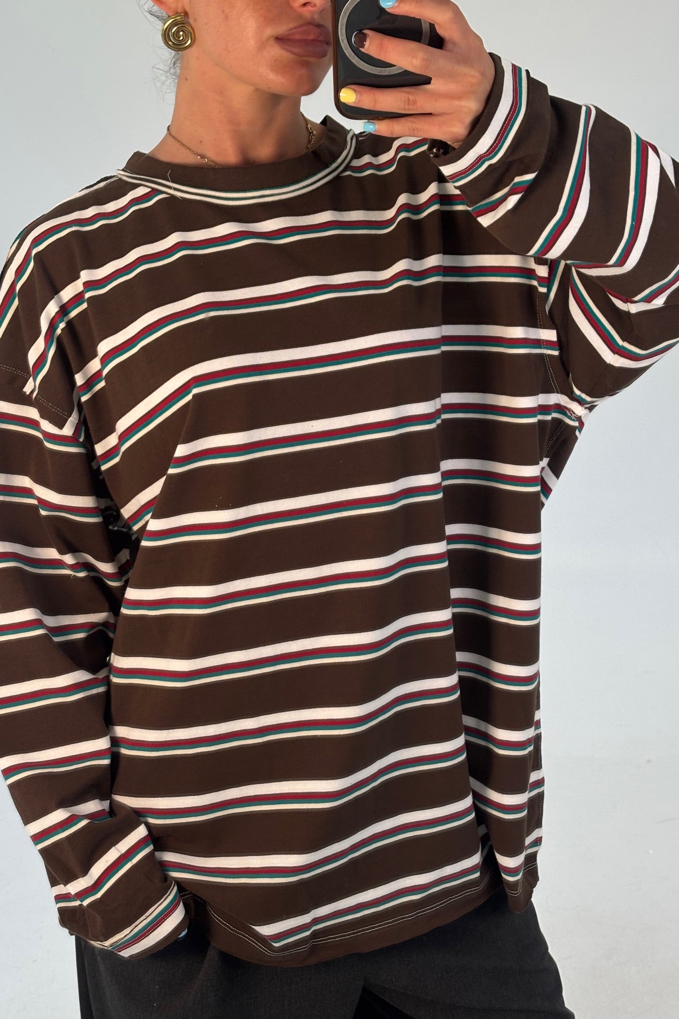 Horizon Long Sleeve Dark Chocolate Stripe