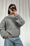 Unisex Drop Sleeve Heavy Knit Light Grey