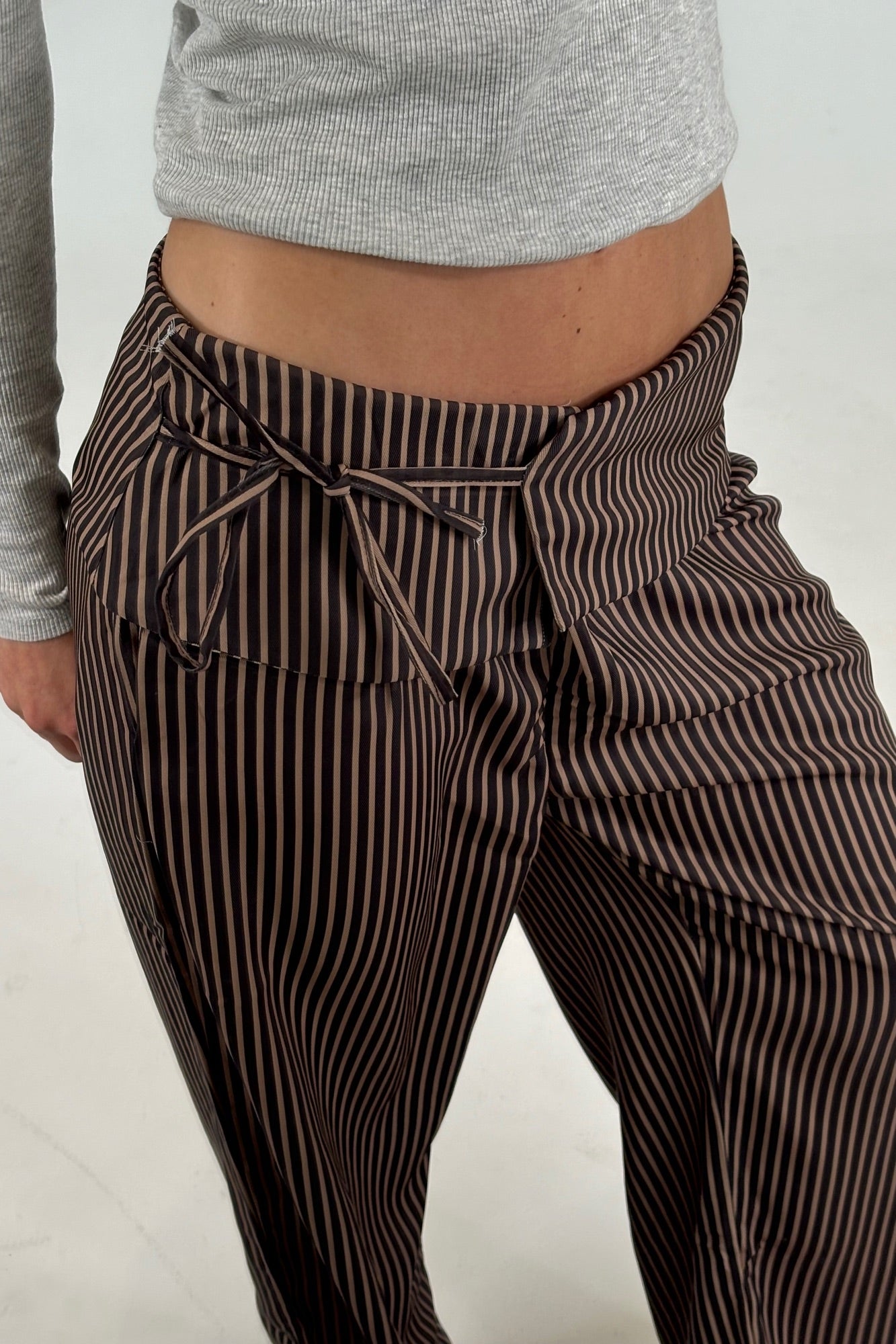 June Pinstripe Pant Brown