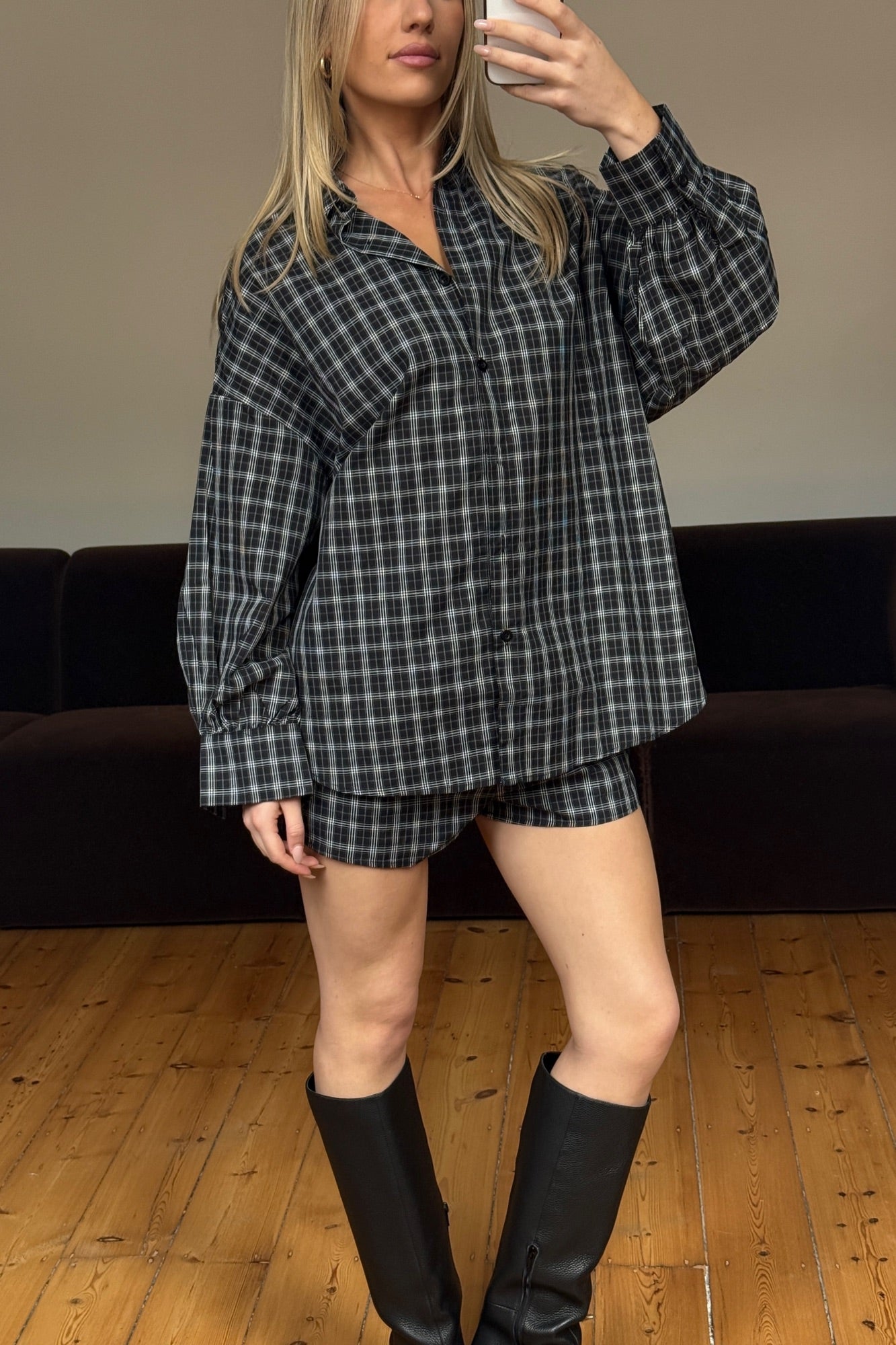Rocky Shirt Set Black Plaid