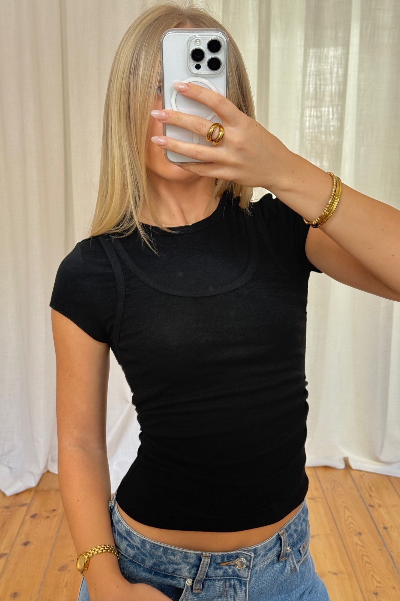 Tianna Layered Tee Black