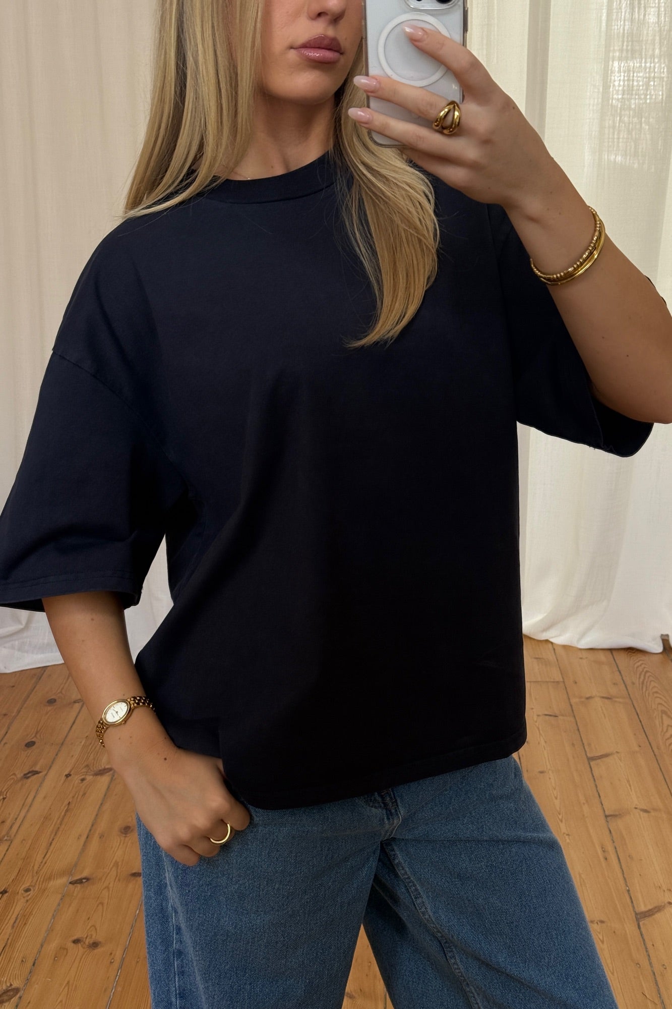 Unisex Emmett Box Tee Navy