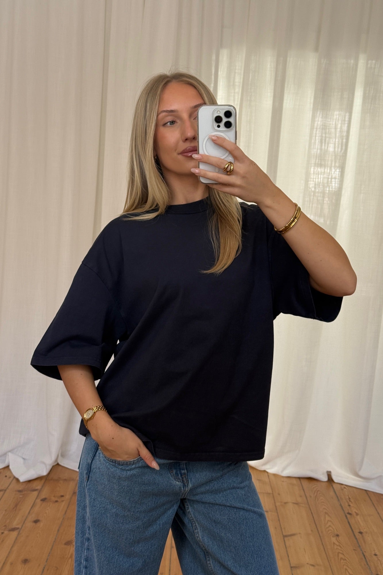 Unisex Emmett Box Tee Navy