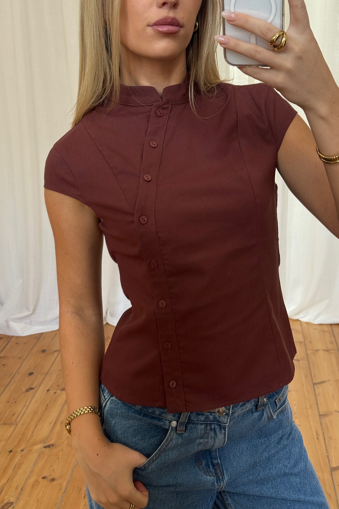 Renay Button Up Chocolate