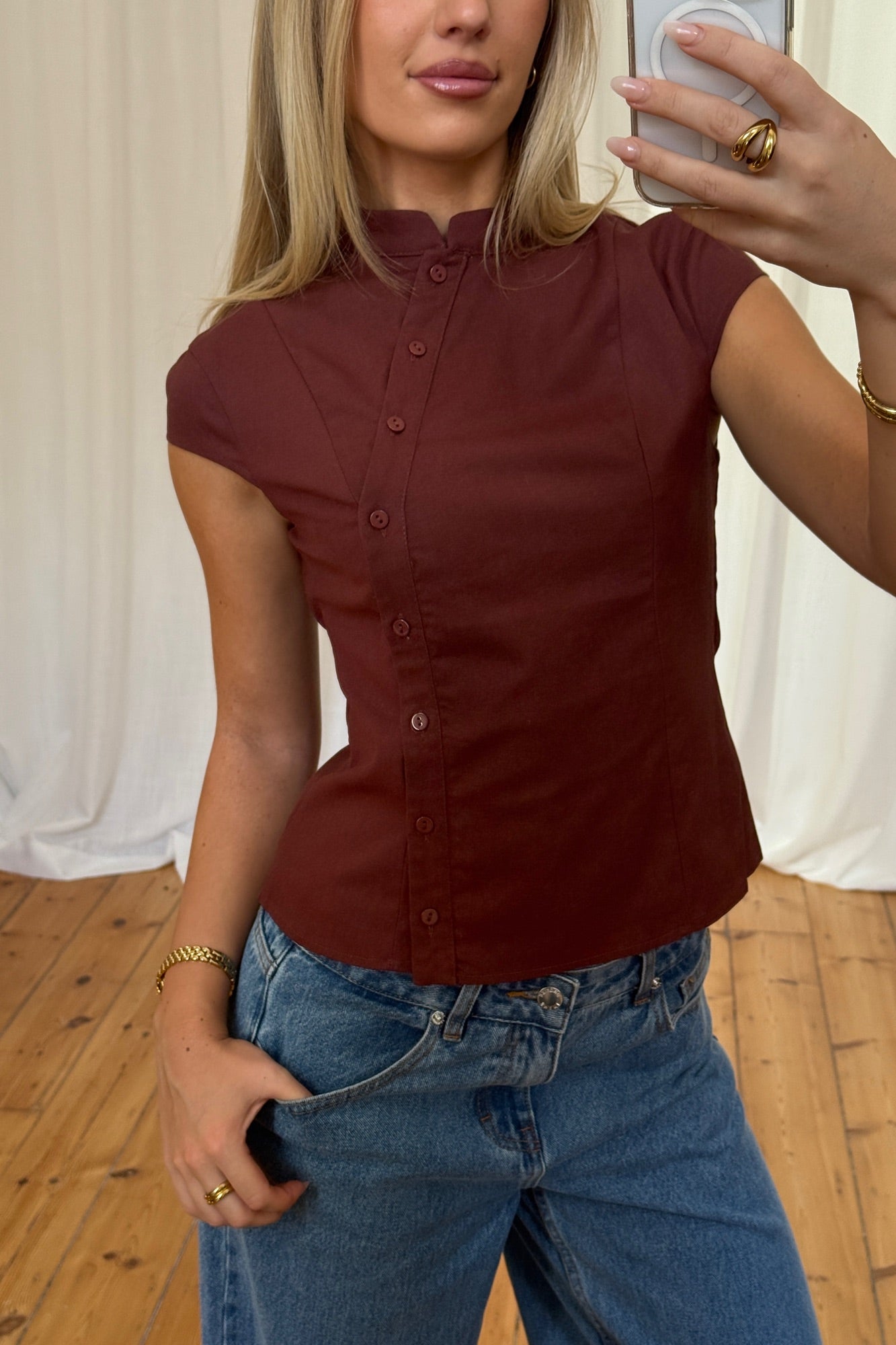 Renay Button Up Chocolate