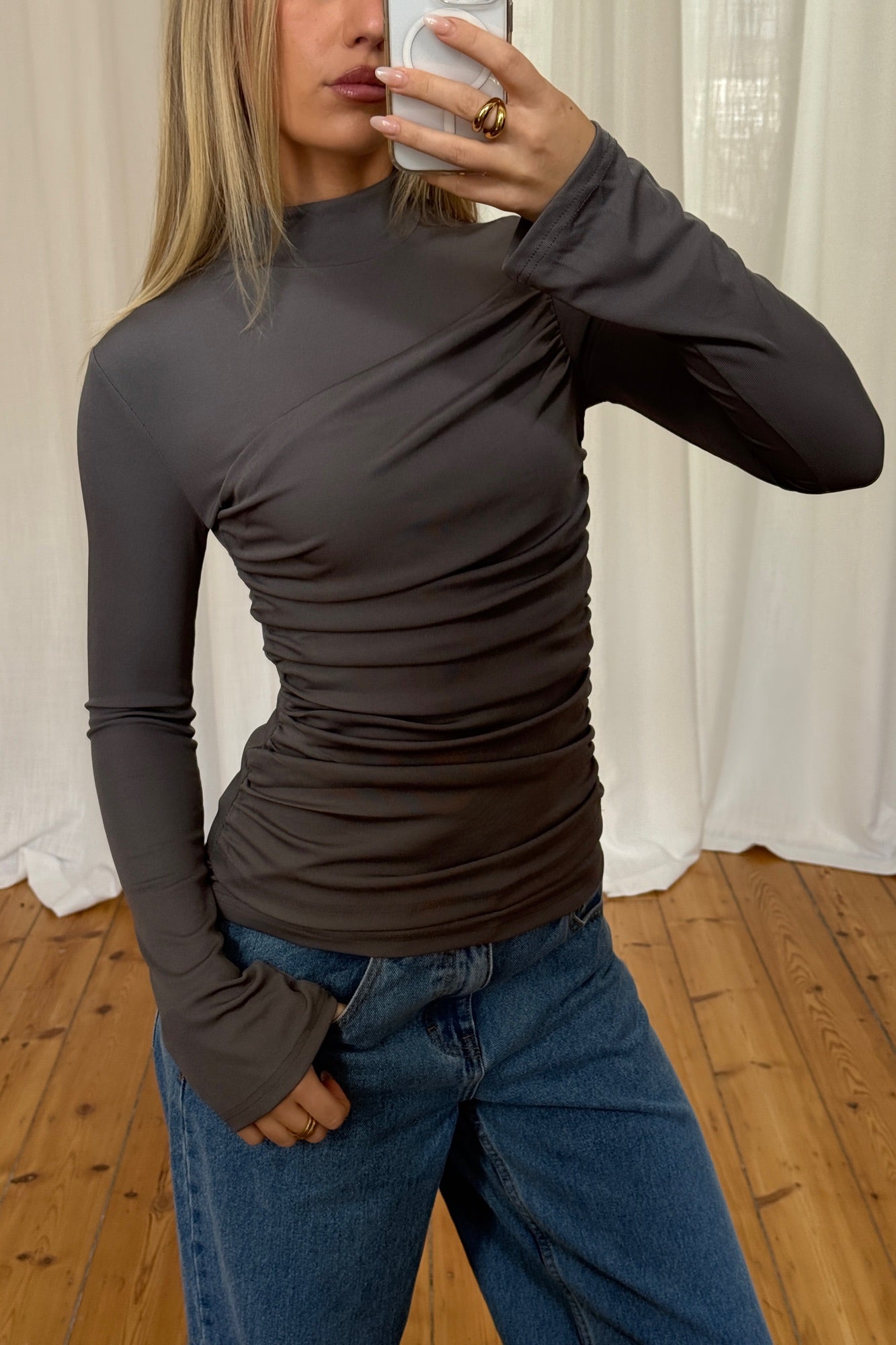 Andie Long Sleeve Charcoal