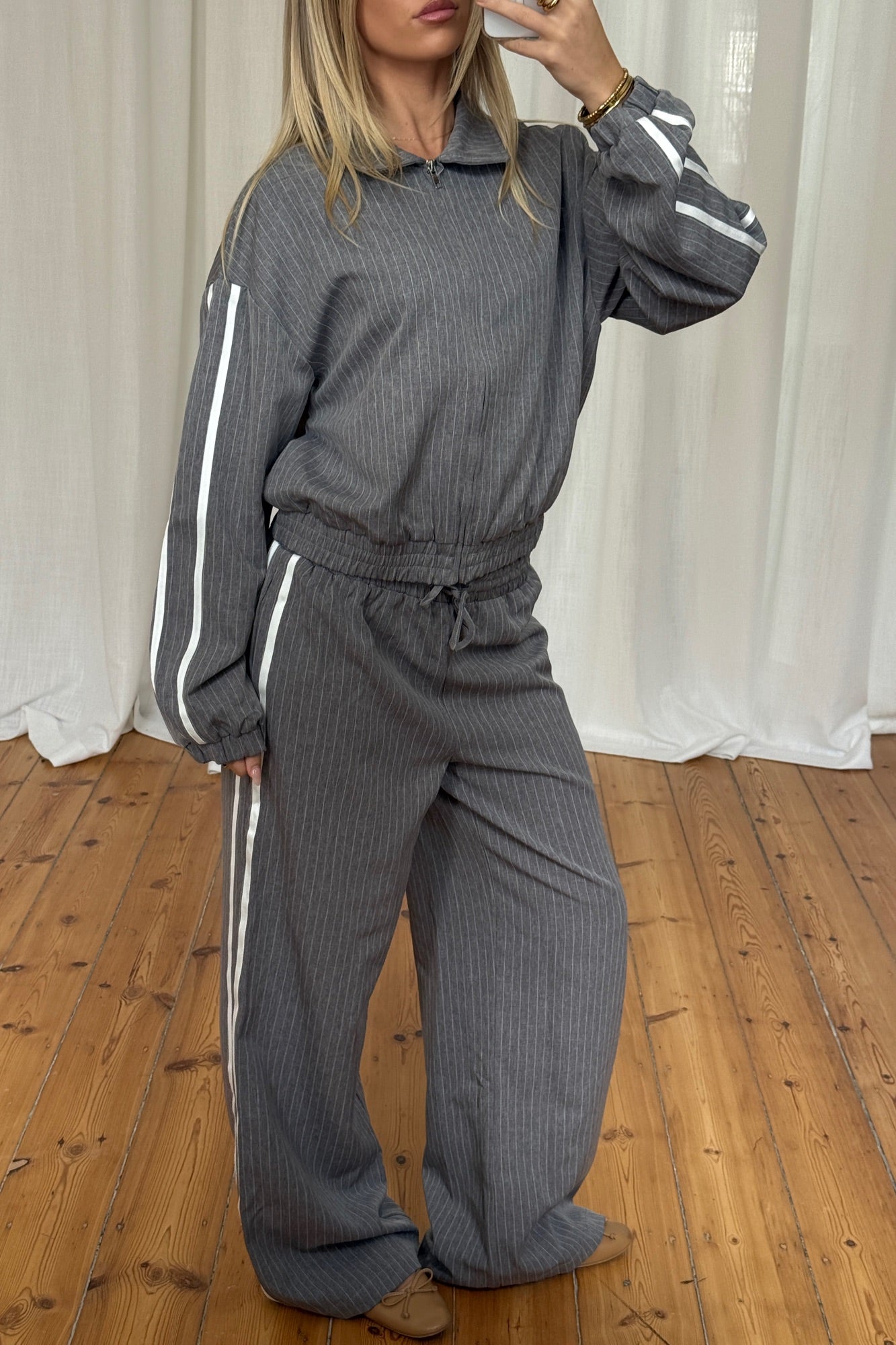 Ramona Pinstripe Bomber Grey