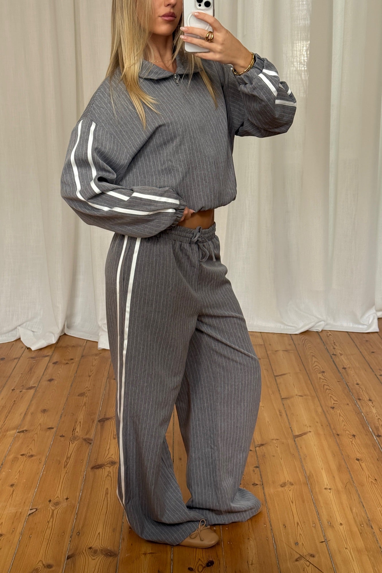 Ramona Pinstripe Pant Grey