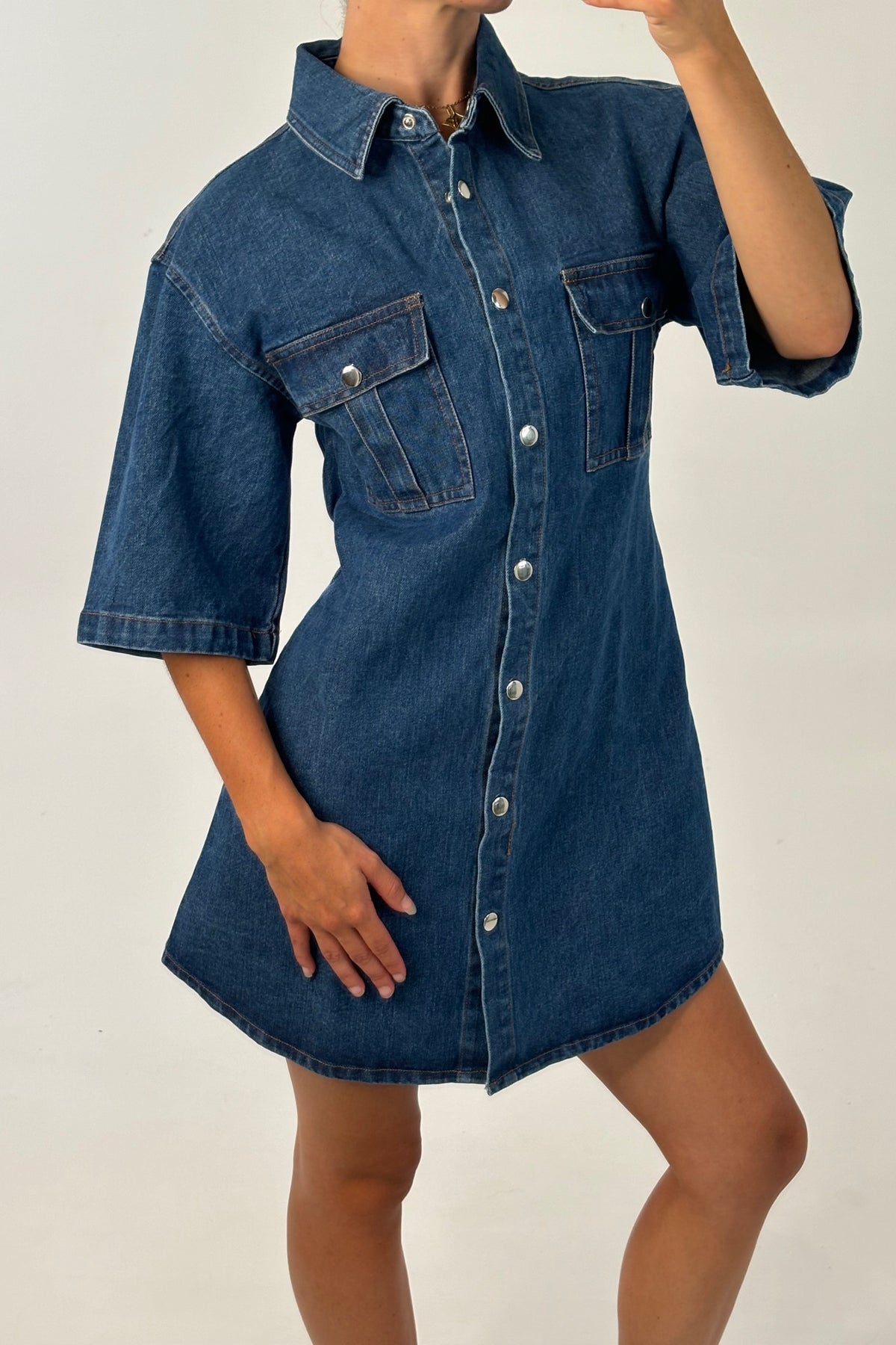 Kaneisha Denim Dress Mid Blue