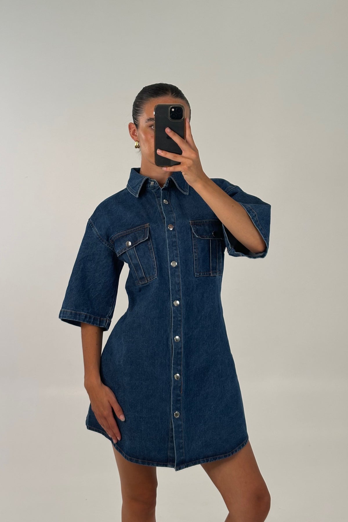 Kaneisha Denim Dress Mid Blue