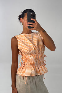 Miranda Gingham Top Orange