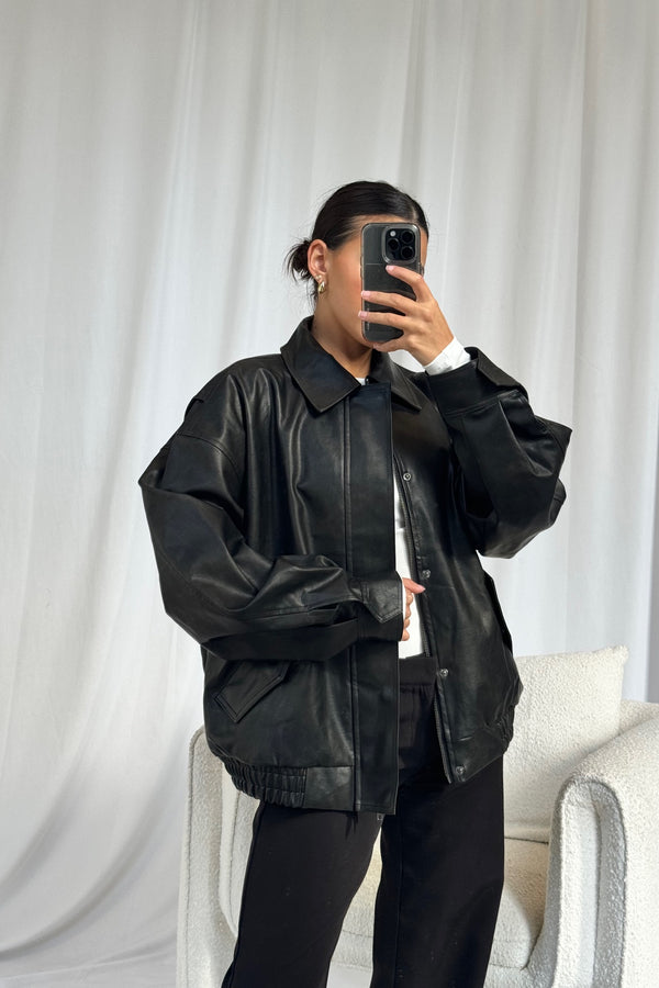 Unisex Bomber Jacket Vintage Black