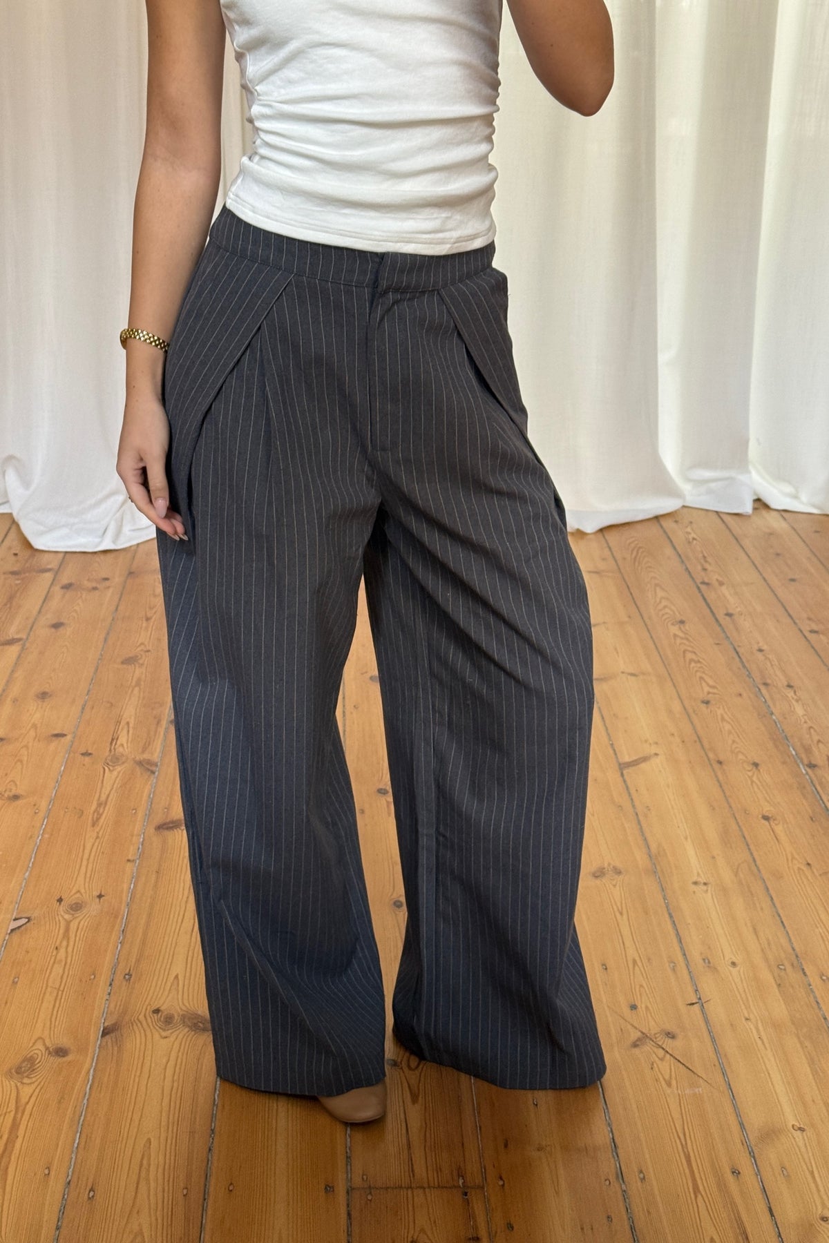 Josie Pinstripe Pant Charcoal