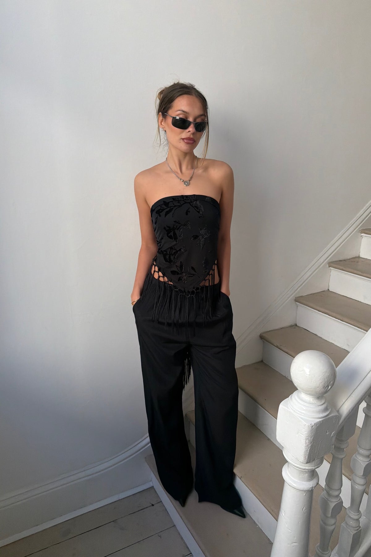 Olivera Fringe Scarf Set Black