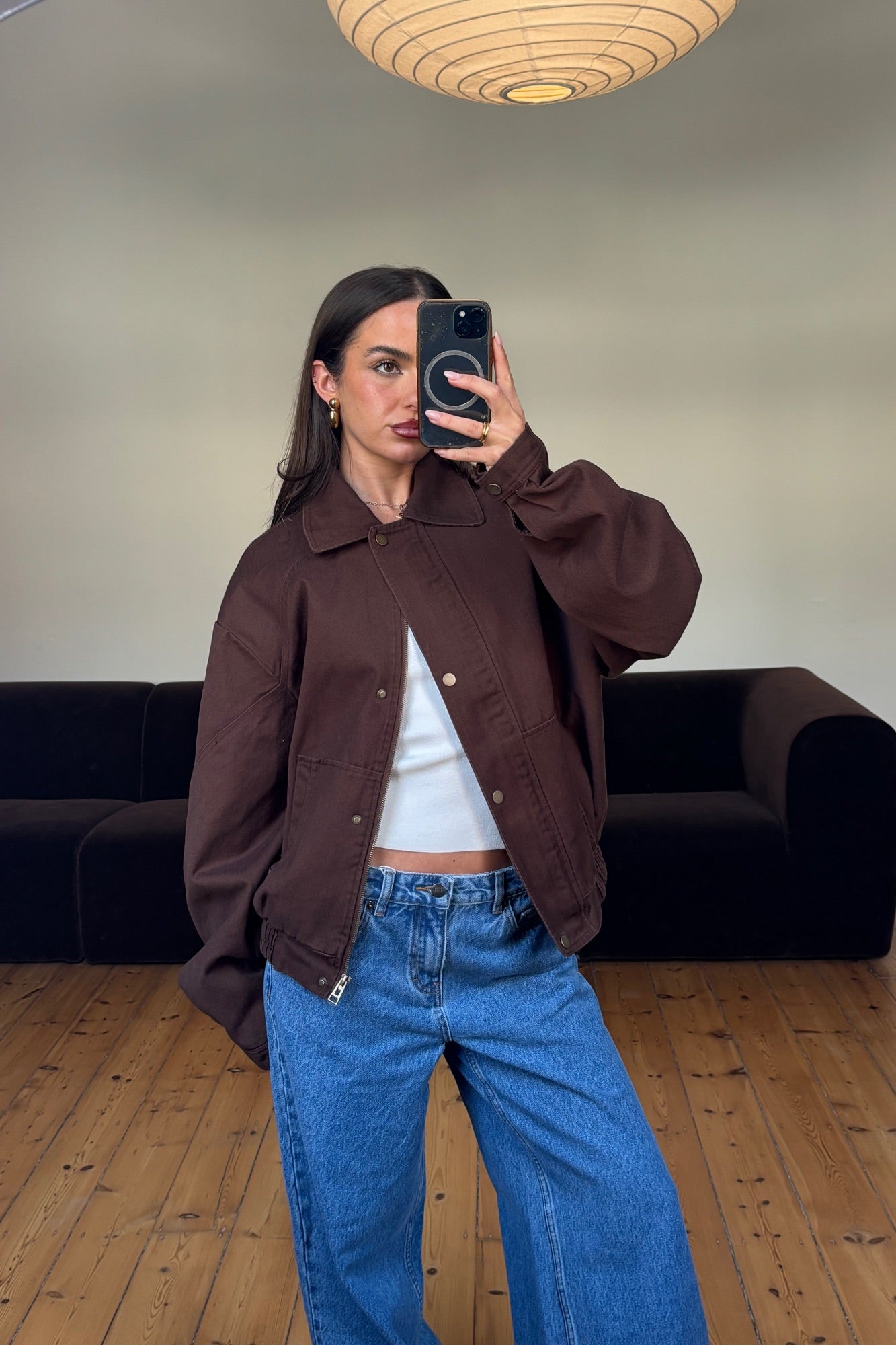 Jorja Denim Bomber Jacket Choc