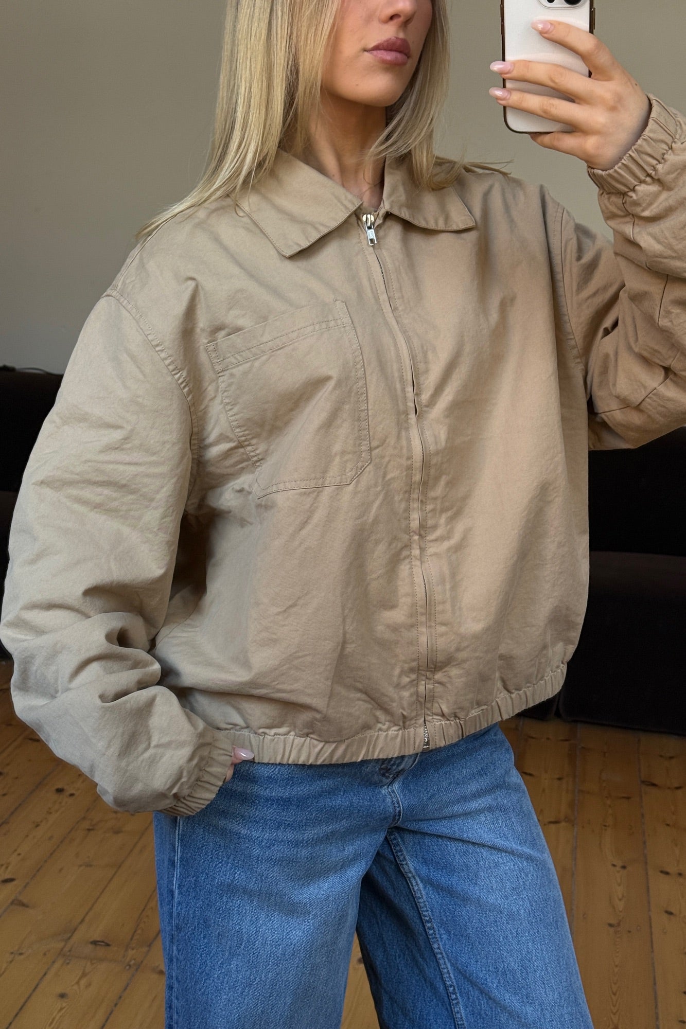 Unisex Charlie Soft Cotton Bomber Sand