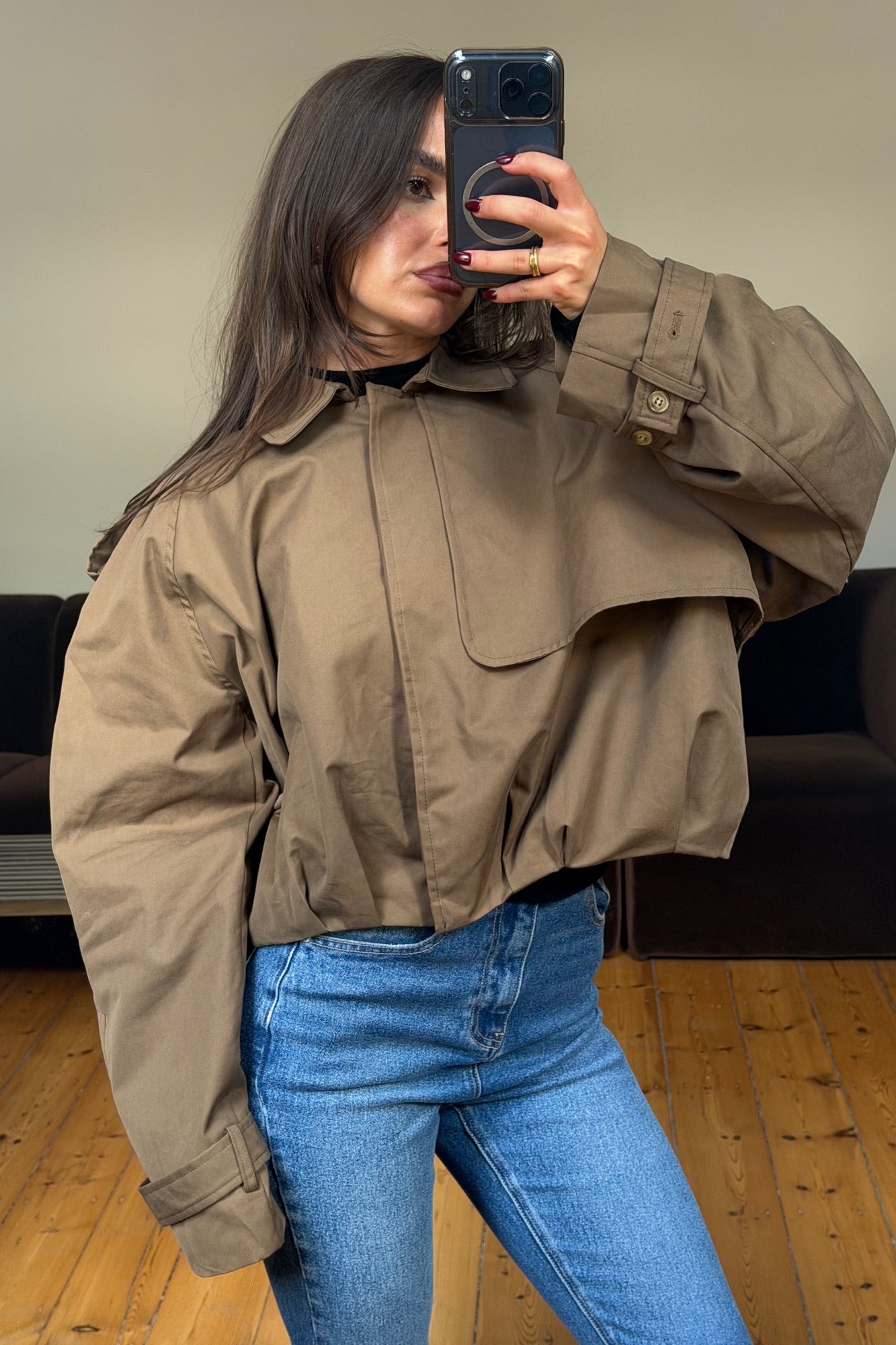 Tessa Cropped Trench Mocha