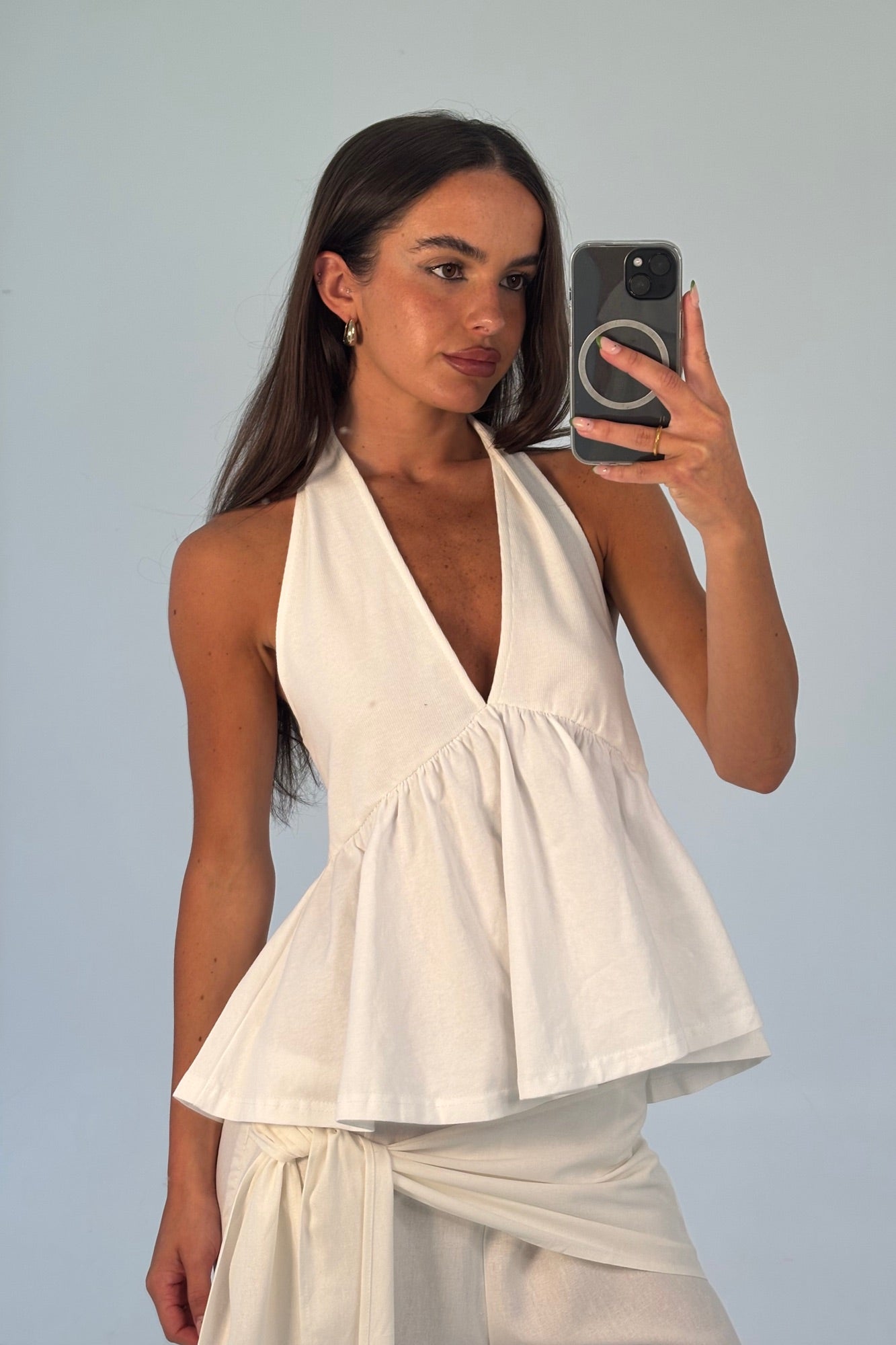 Saniya Halter Top White