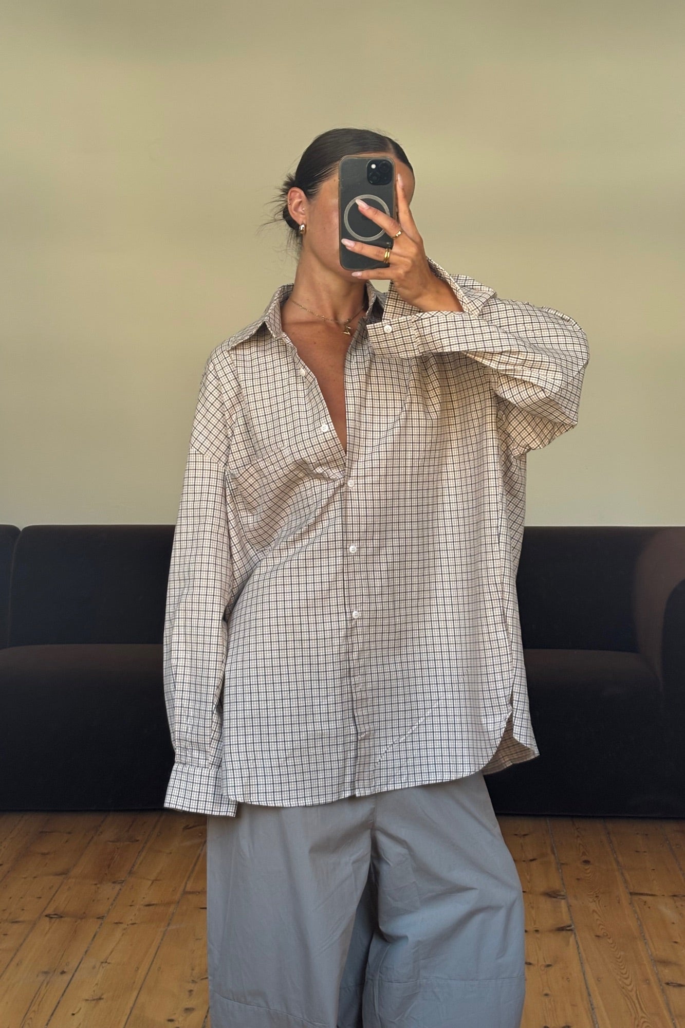Emina Check Shirt Beige