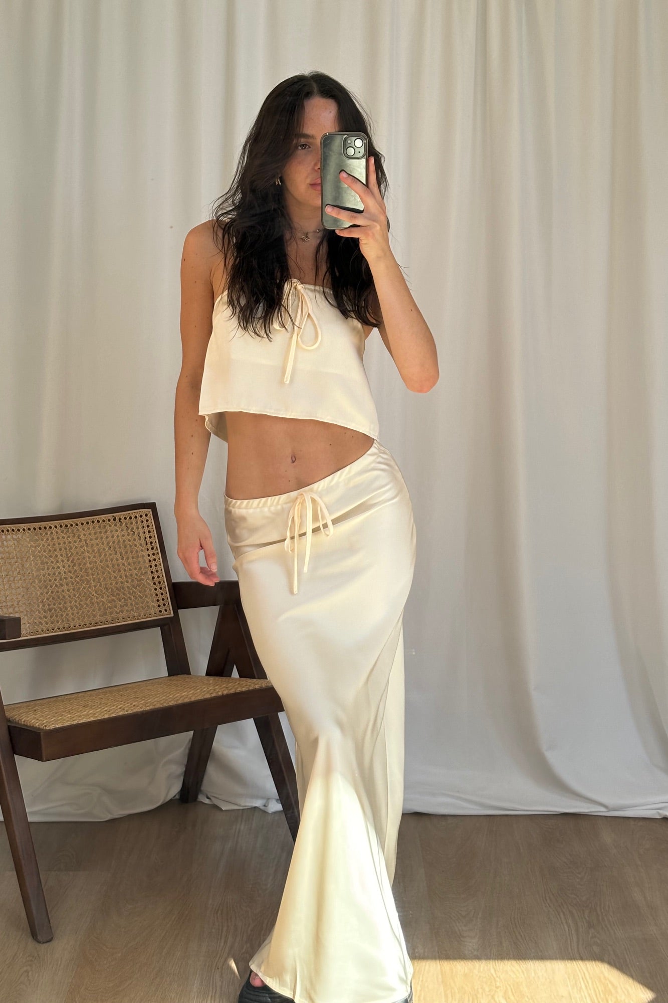 Morgan Satin Crop Cream - FINAL SALE