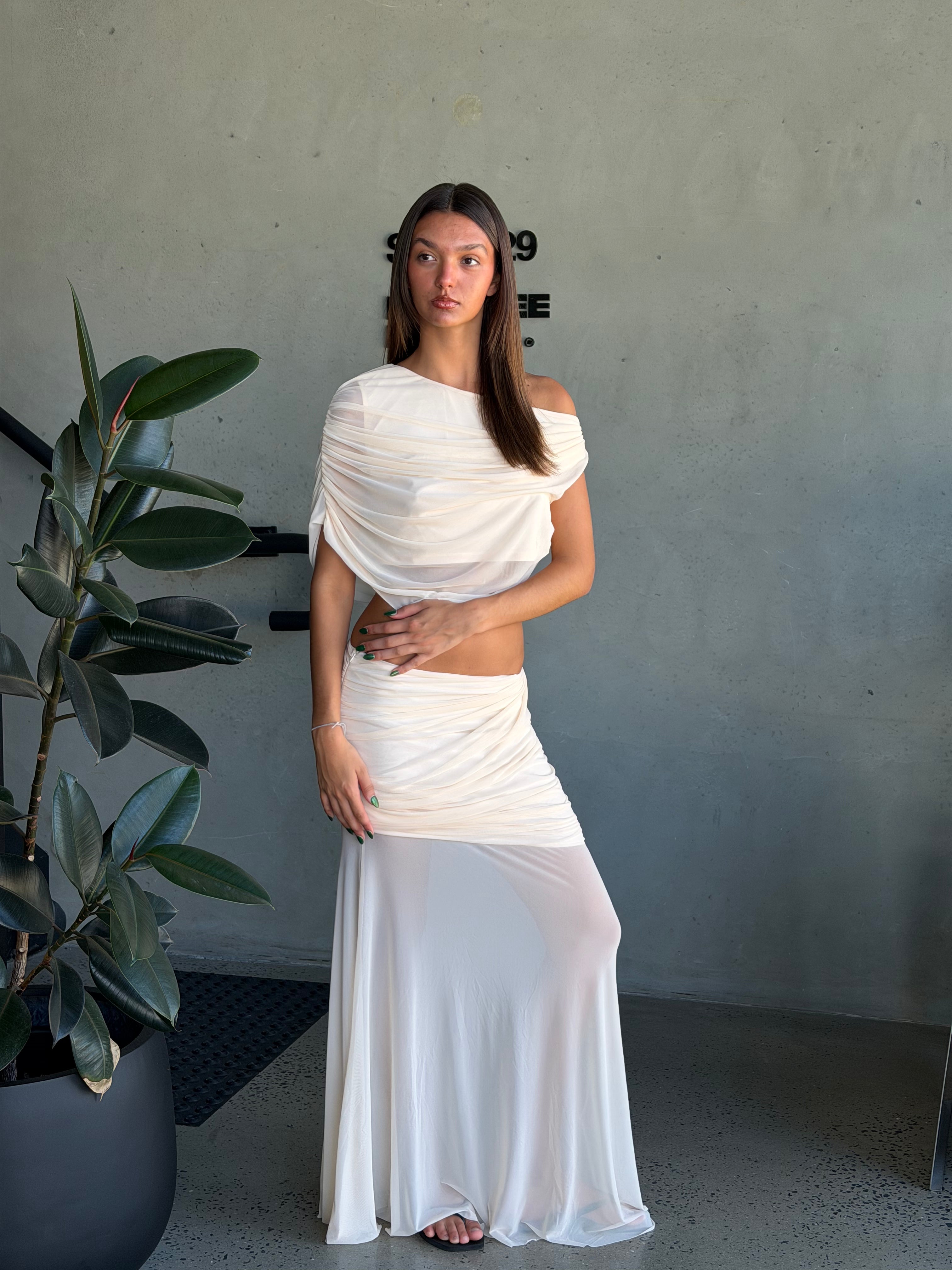 Charlize Drape Skirt Beige