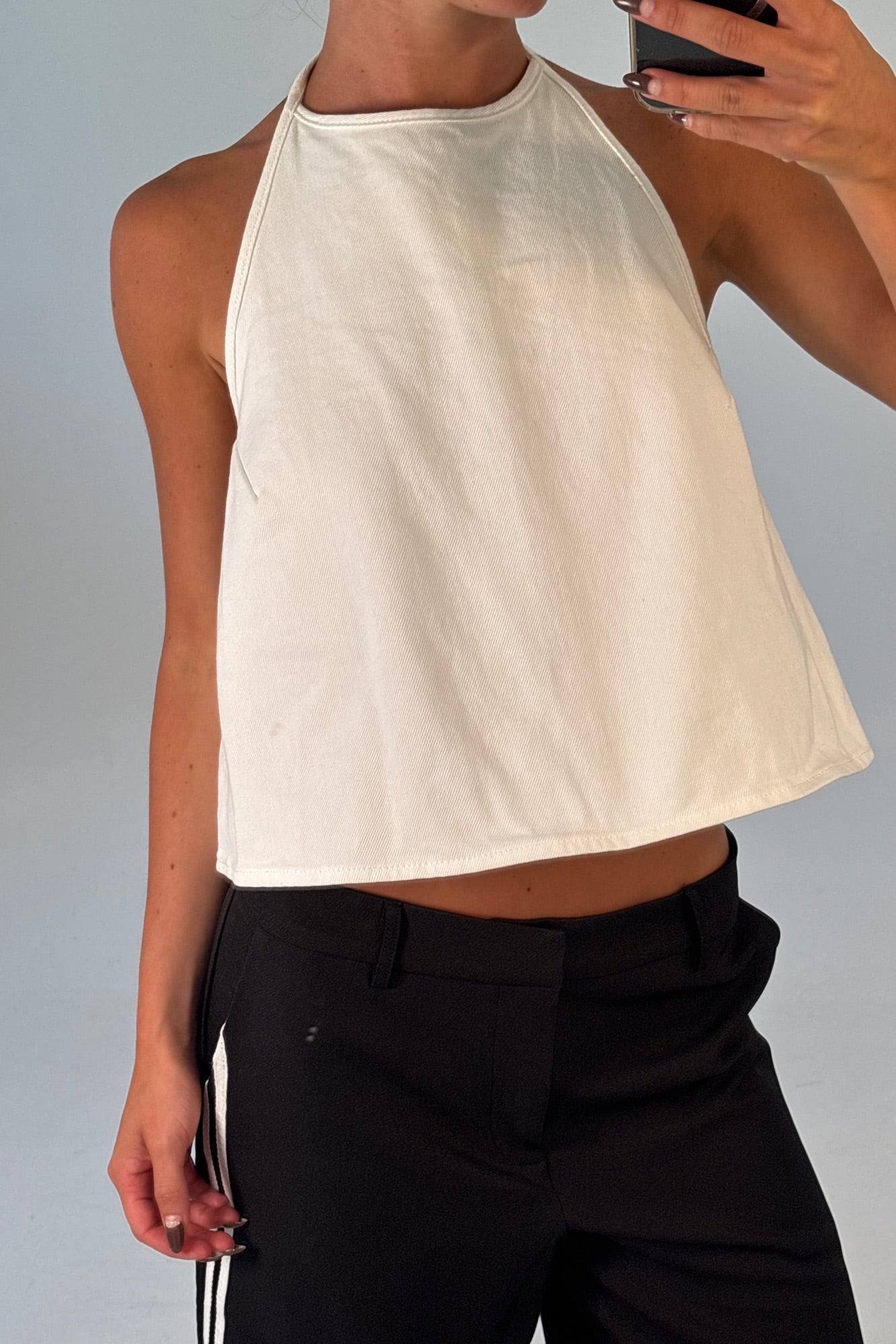 Lyra Denim Halter White