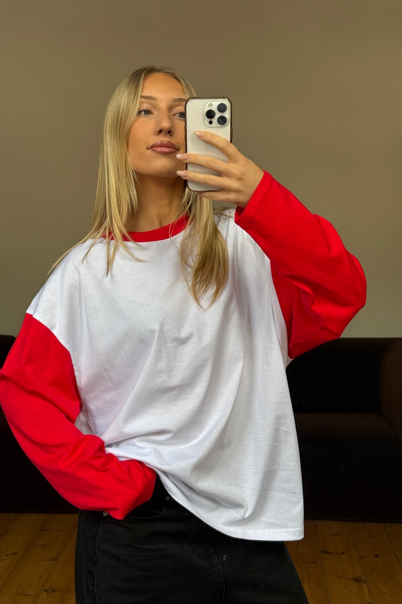 Unisex Raglan Long Sleeve Red