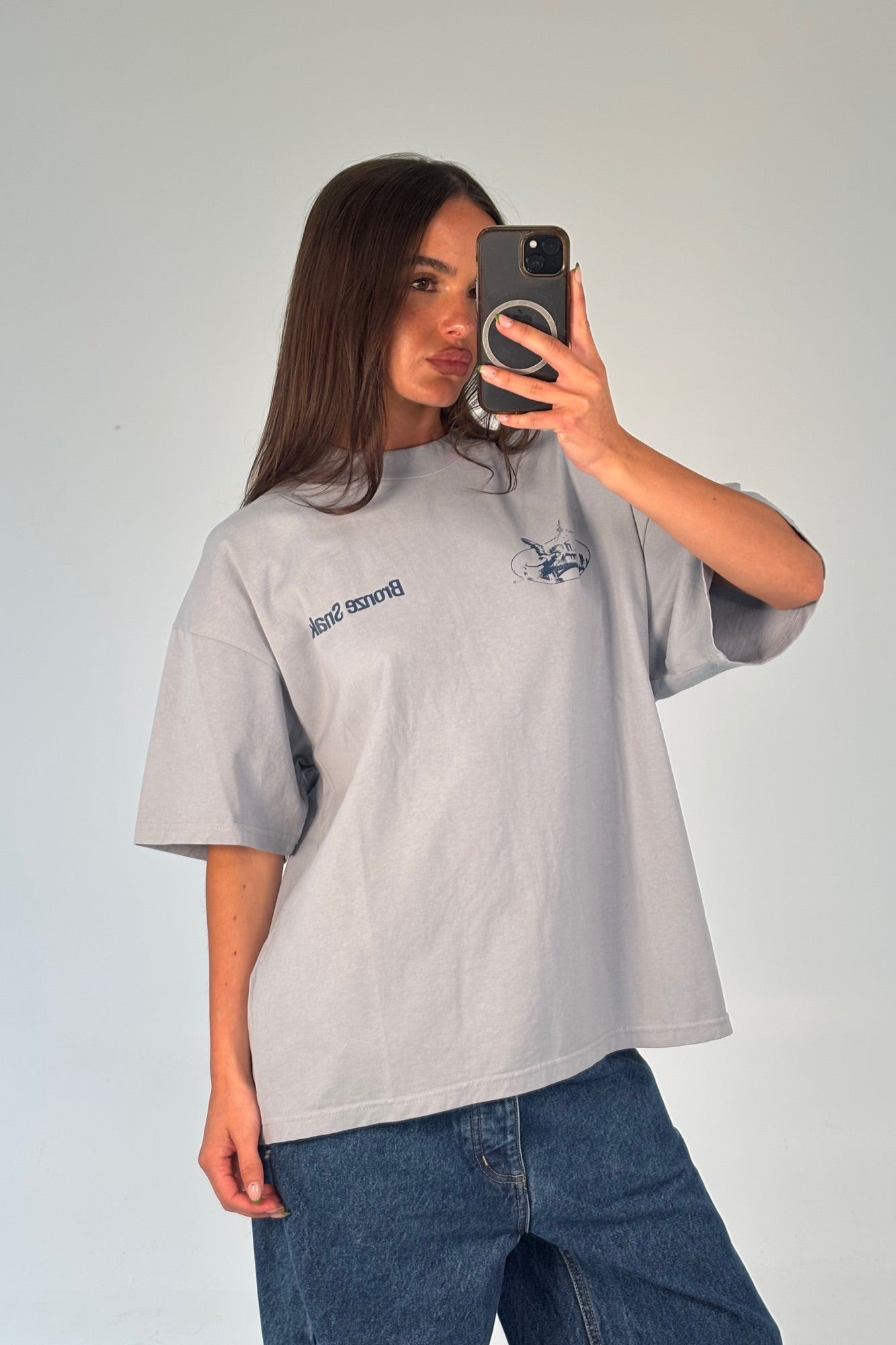 Unisex Bronze Snake Melb Tee Baby Blue
