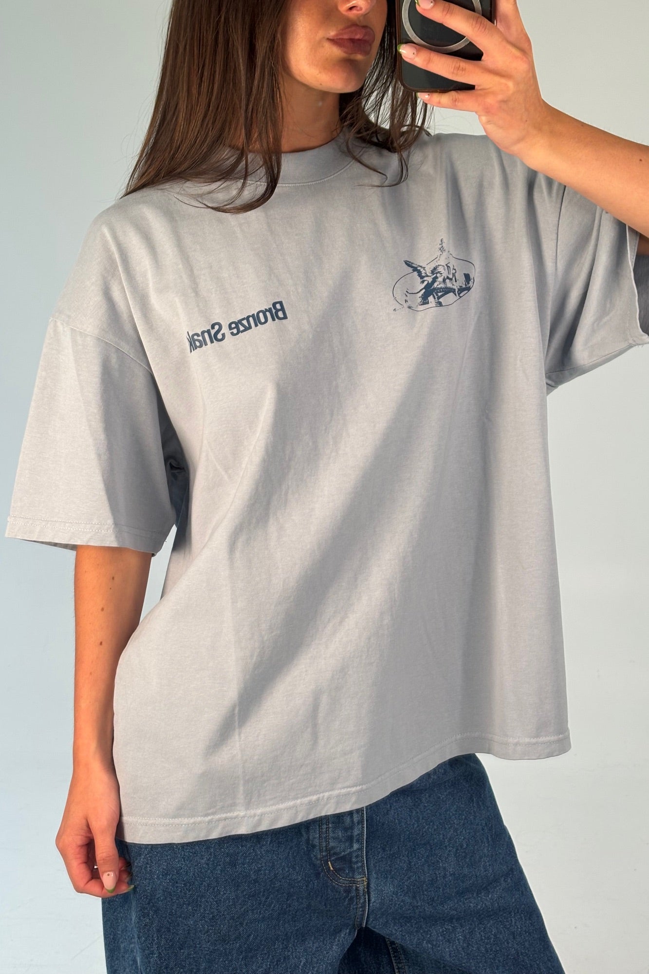 Unisex Bronze Snake Melb Tee Baby Blue