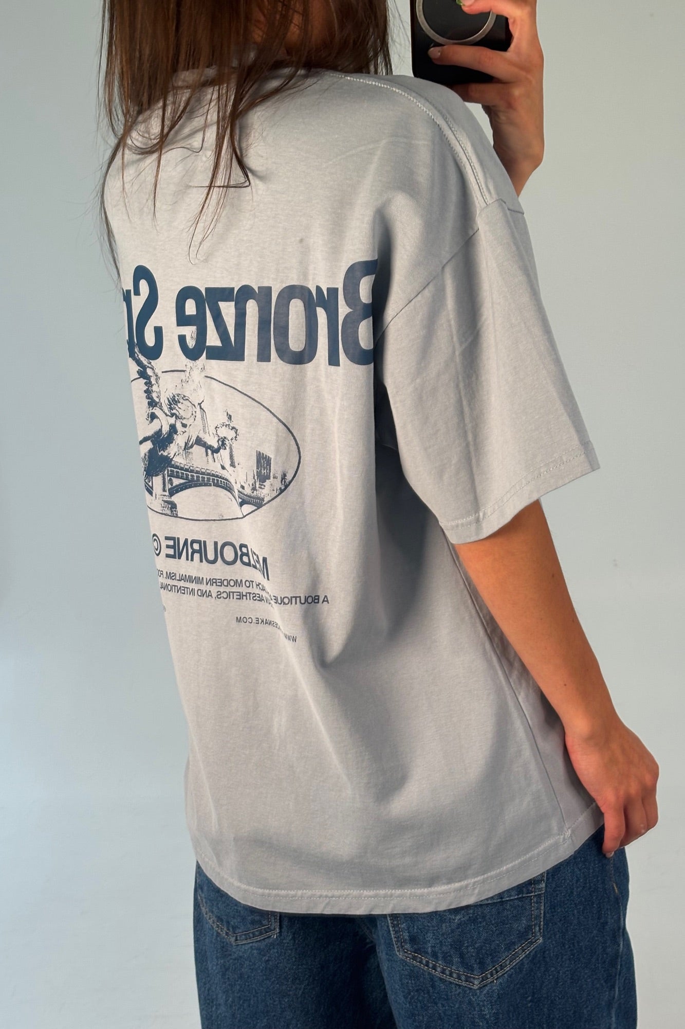 Unisex Bronze Snake Melb Tee Baby Blue