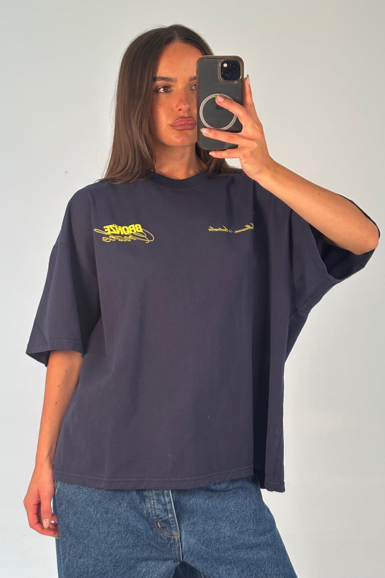 Unisex Bronze Snake Signature Tee Navy