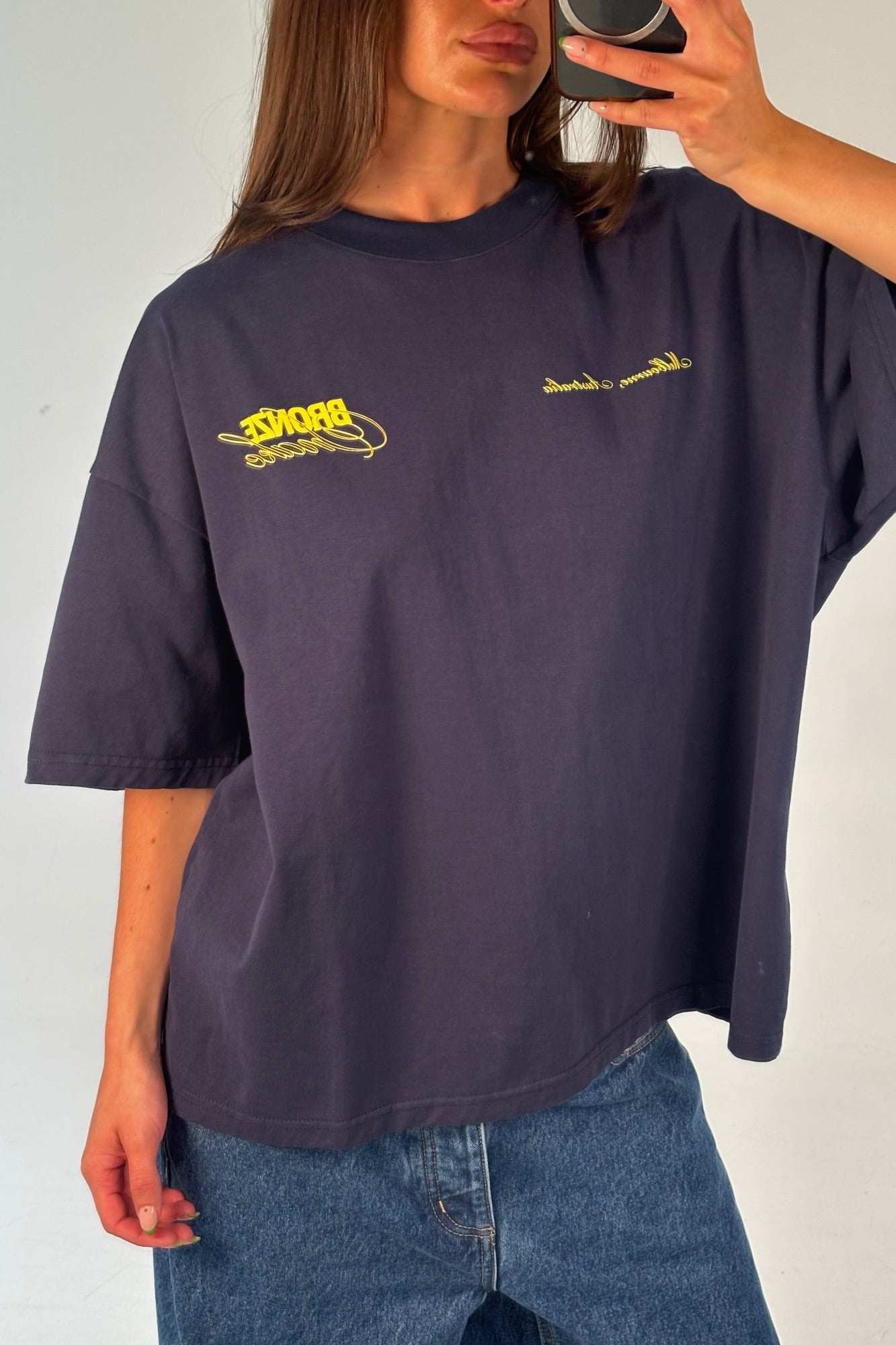 Unisex Bronze Snake Signature Tee Navy