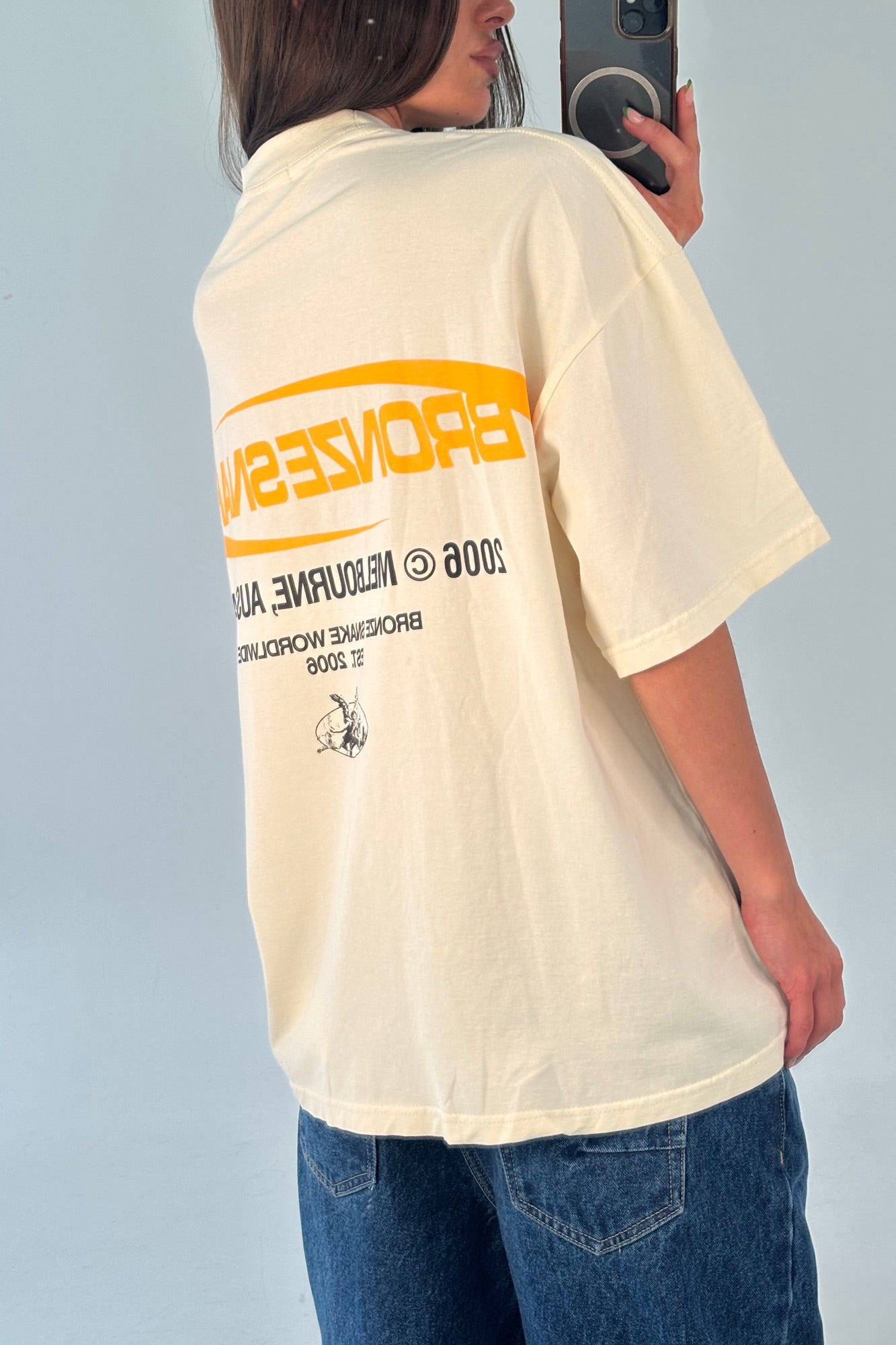 Unisex Bronze Snake Classic Tee Ivory