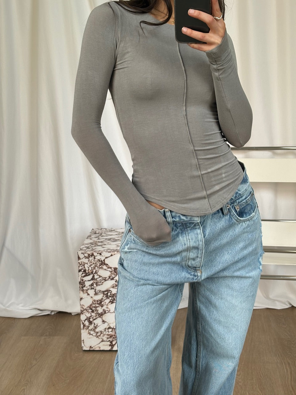 Anisa Top Dove Grey