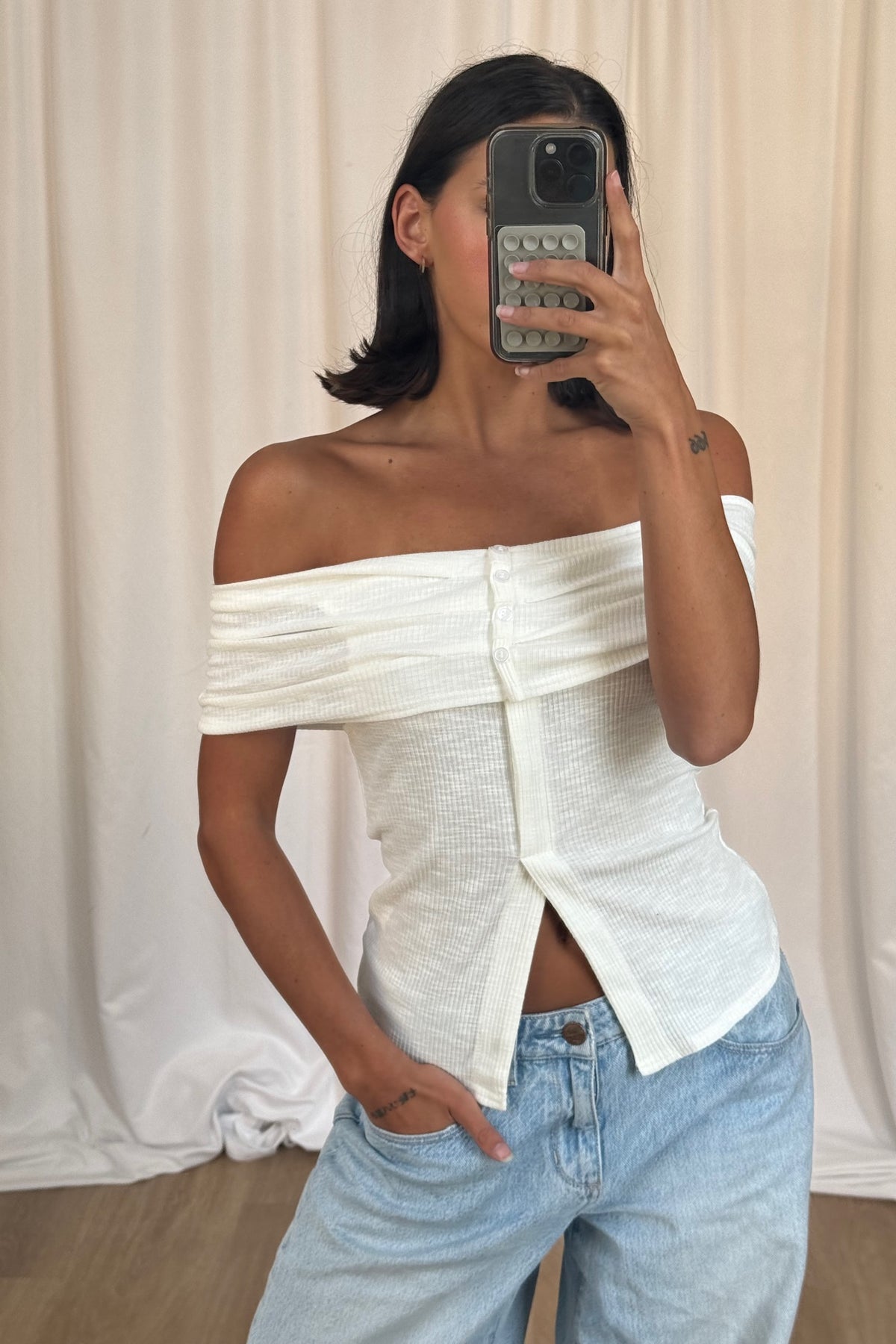 Tamsin Off The Shoulder Top White